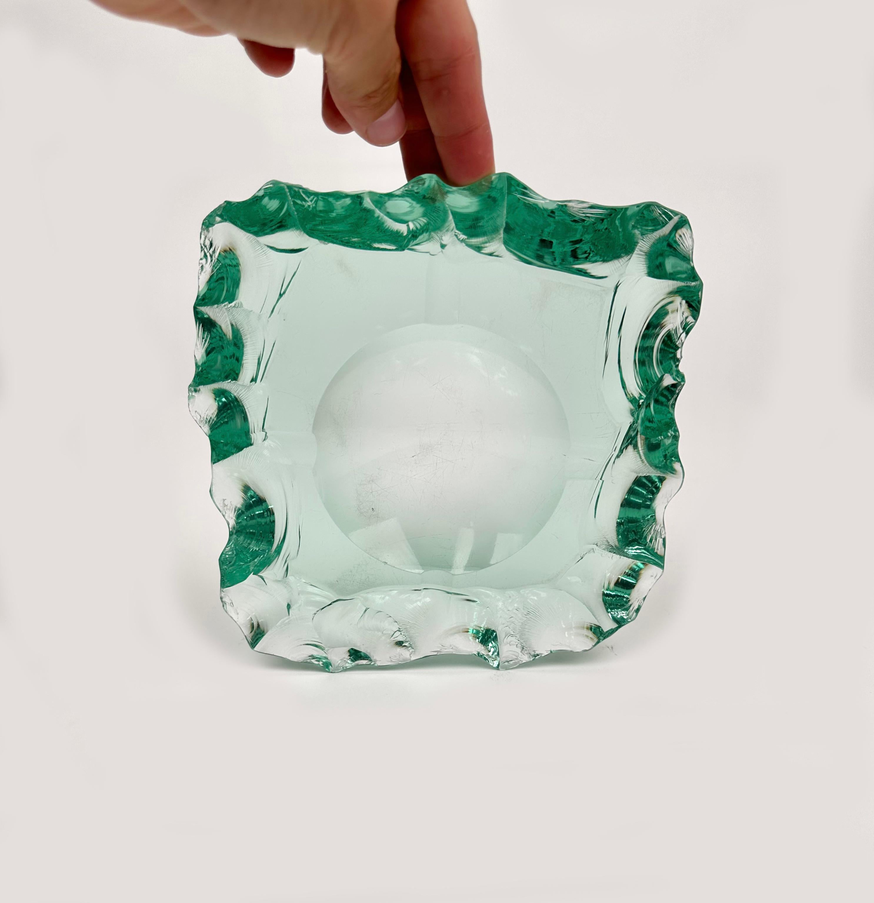 Ashtray Emerald Green Glass by Pietro Chiesa Fon Fontana Arte, Italy, 1970s 6