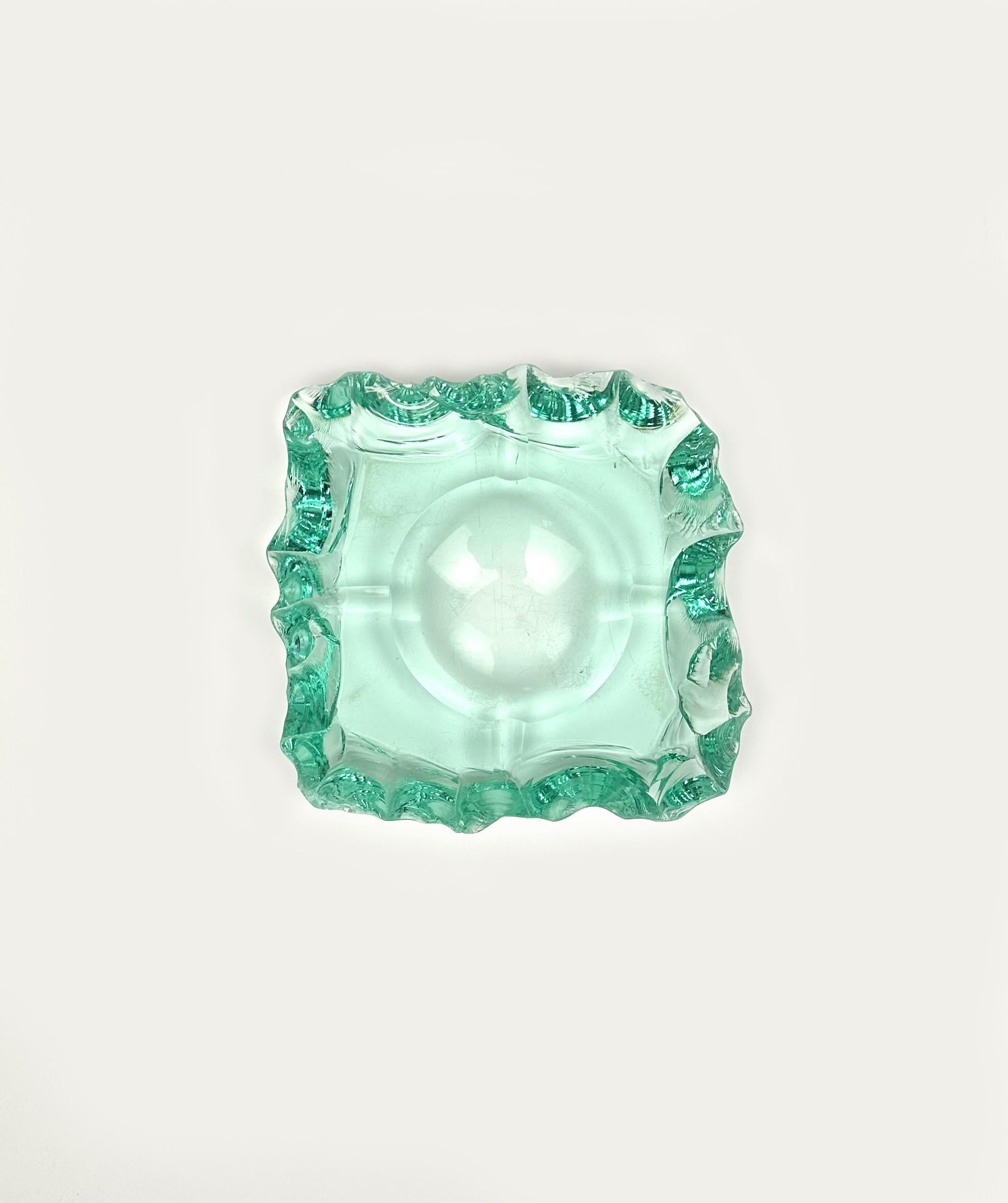 green depression glass ashtray