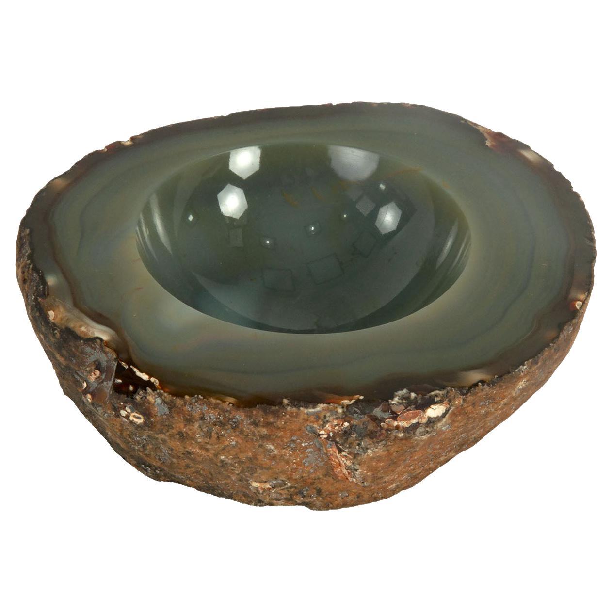 Ashtray in Agate, Made in Italy, Mid Century, Grey and Brown Color, 20 Century For Sale