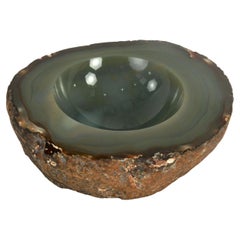 Ashtray in Agate, Made in Italy, Mid Century, Grey and Brown Color, 20 Century