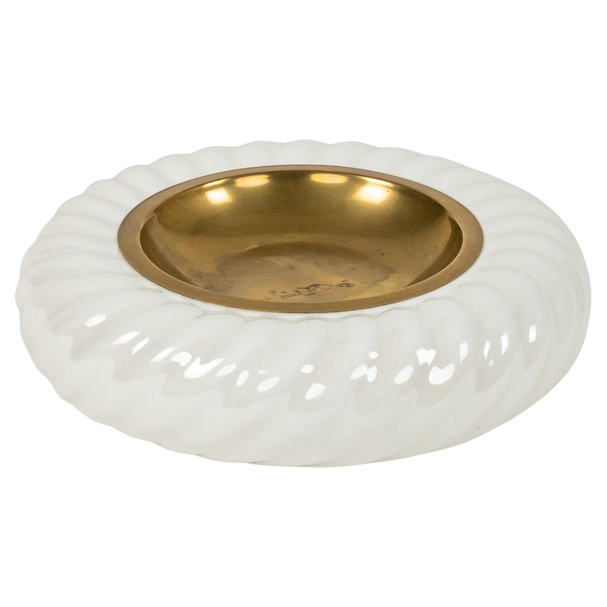 Aschenbecher aus Keramik und Messing von Tommaso Barbi für B ceramiche, Italien 1970er Jahre im Angebot
