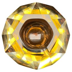 Cenicero de cristal facetado atribuido a Seguso, Murano, Italia, años 70