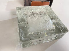 Ashtray in Glass with a Stitched Leather Cover, Brown Color, France 1970