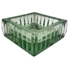 Ashtray in Green Glass, Made in Italy, 1970s