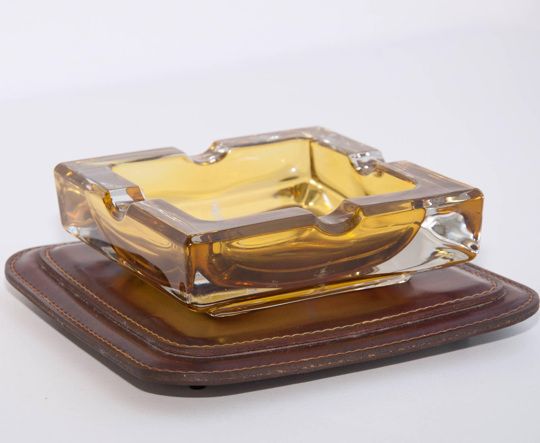 Ashtray in Leather and Crystal 4