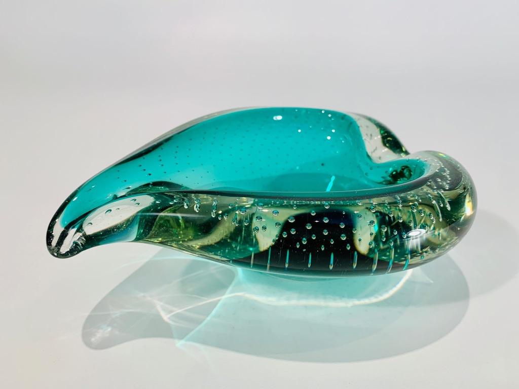 Mid-20th Century Ashtray in Murano glass green circa 1950 with eraser. For Sale