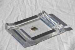Ashtray in Printed Crystal Cini Boeri 1970 Italian Design Silver Rectangular