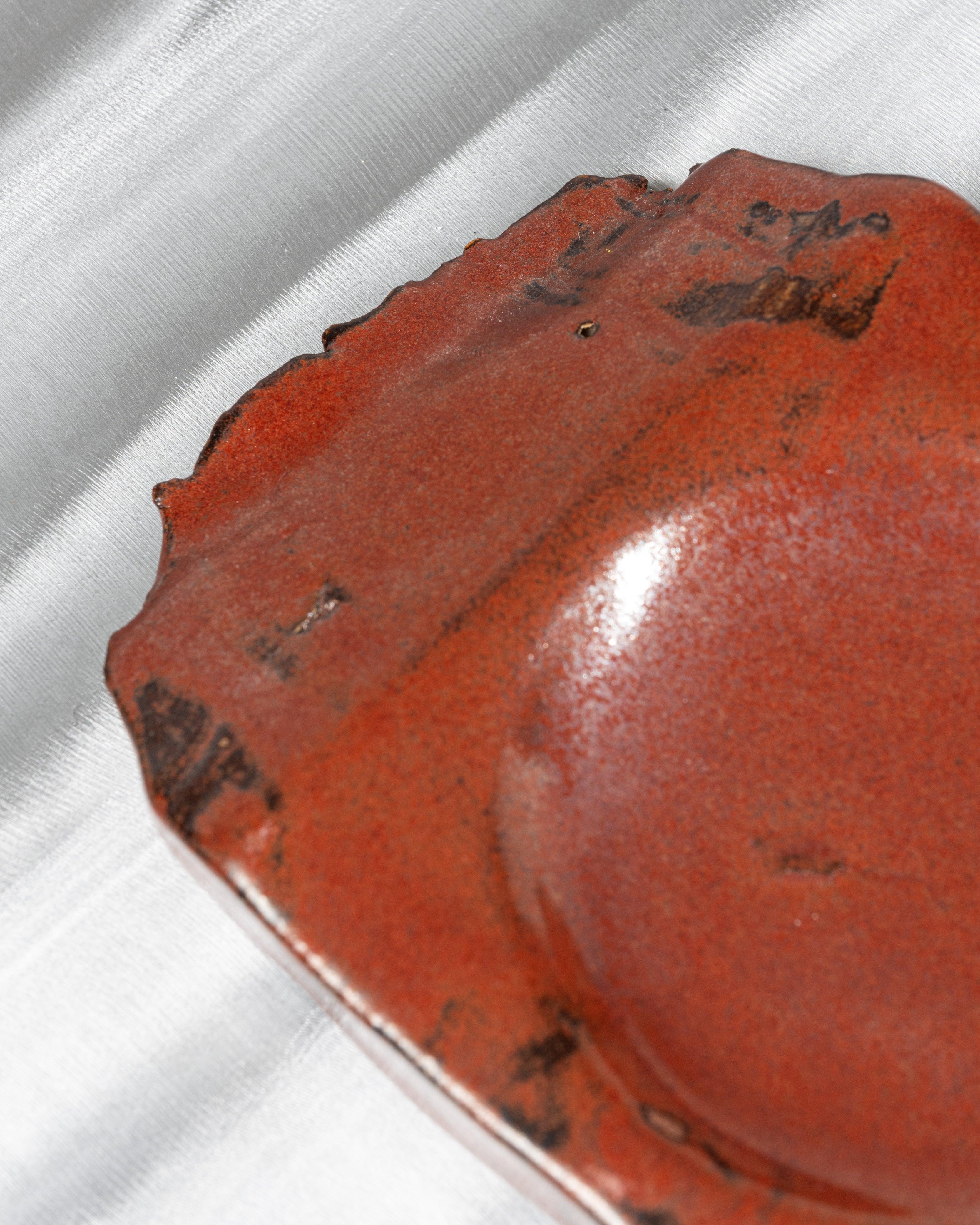 Stoneware Ashtray in red glazed stoneware For Sale