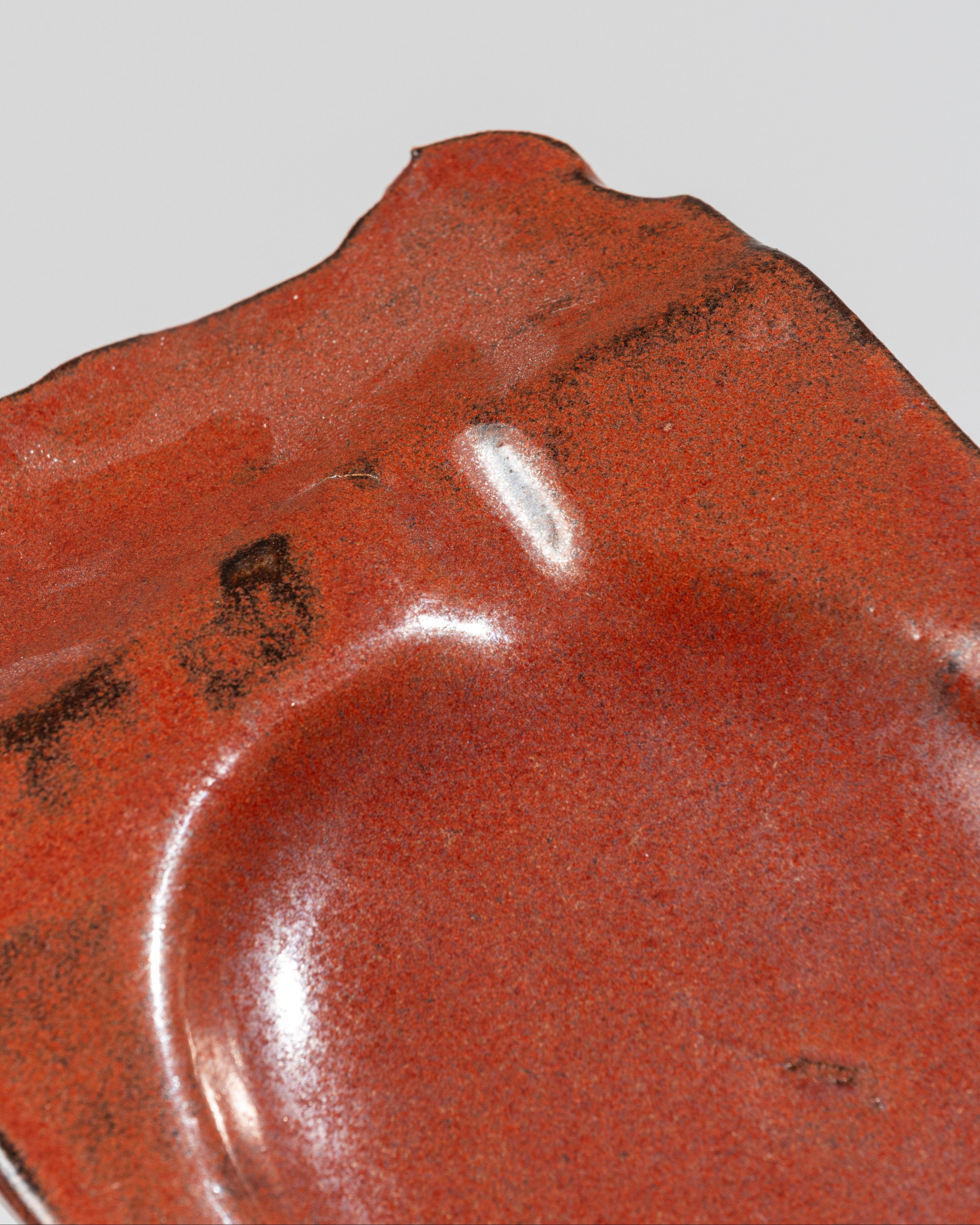 Ashtray in red glazed stoneware For Sale 3
