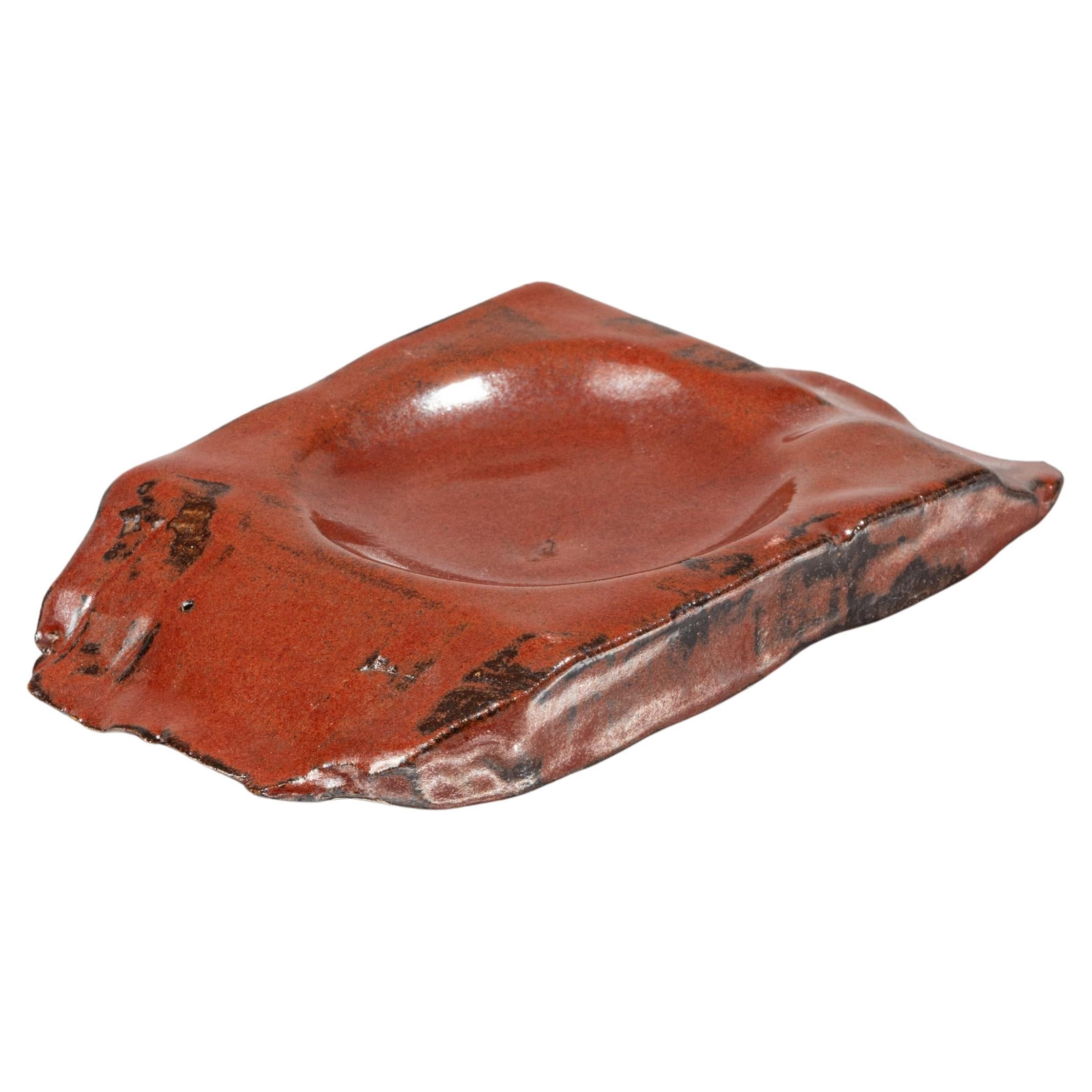 Ashtray in red glazed stoneware