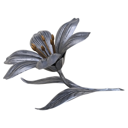 Ashtray Metal Table Carved Flower Petals Lily 1960's Mid Century Modern