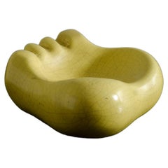 Ashtray Model "Bear Hand" in Yellow by Georges Jouve Produced in France 1950s