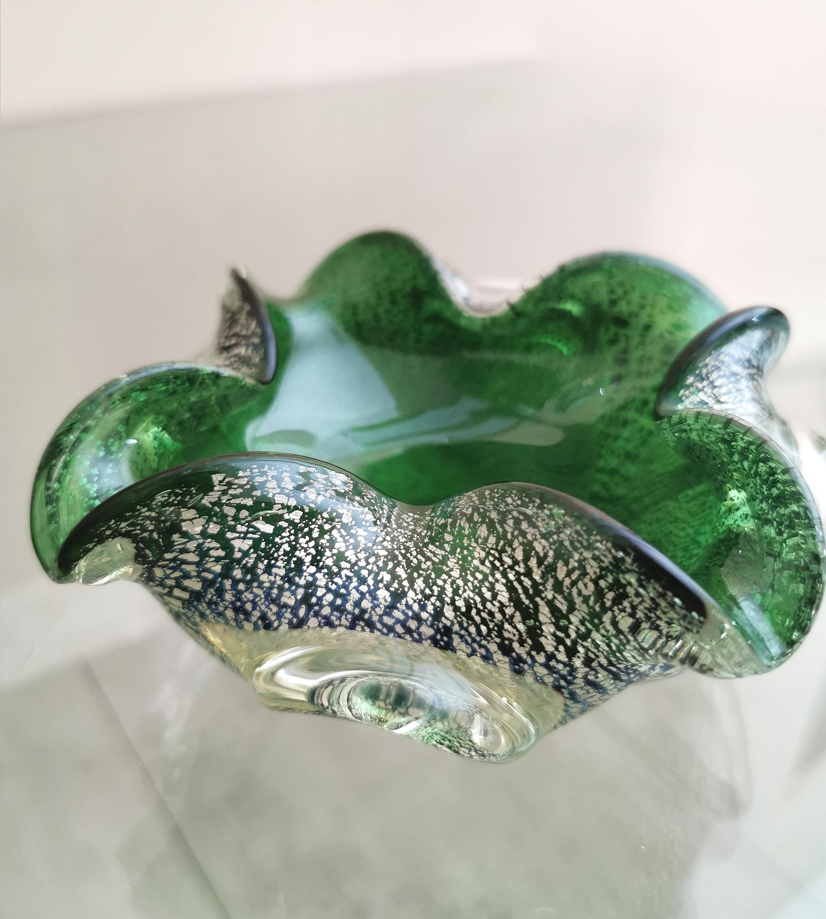 Ashtray Barovier & Toso Murano Glass Bowl Sommerso Green Italian Design 1970s For Sale 3