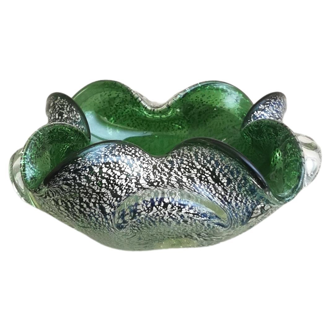 Ashtray Murano Glass Bowl Sommerso Green Barovier and Toso Italian Design, 1970s