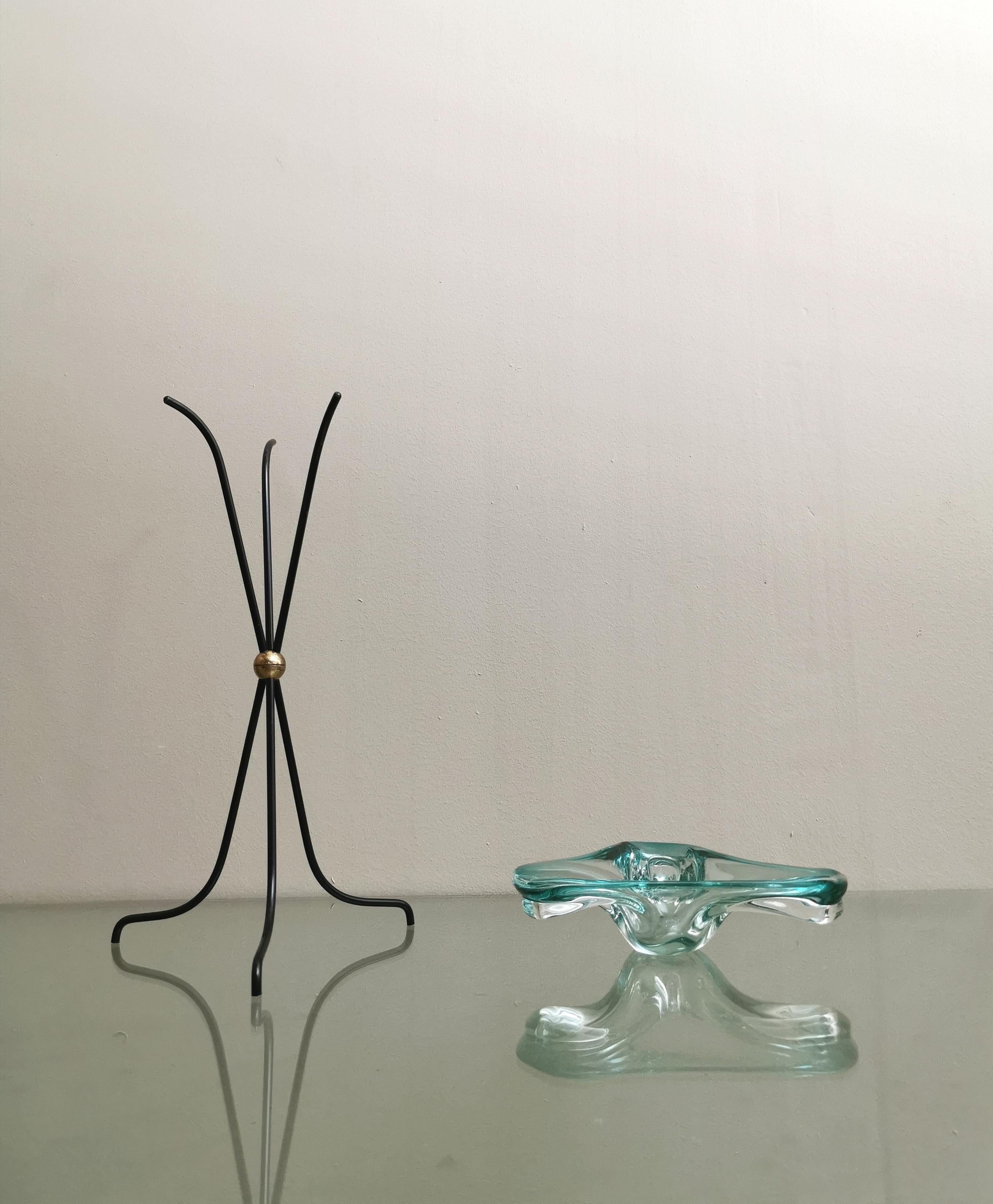 Ashtray Murano Glass Metal Brass Albano Poli Midcentury Italian Design 1970s 2