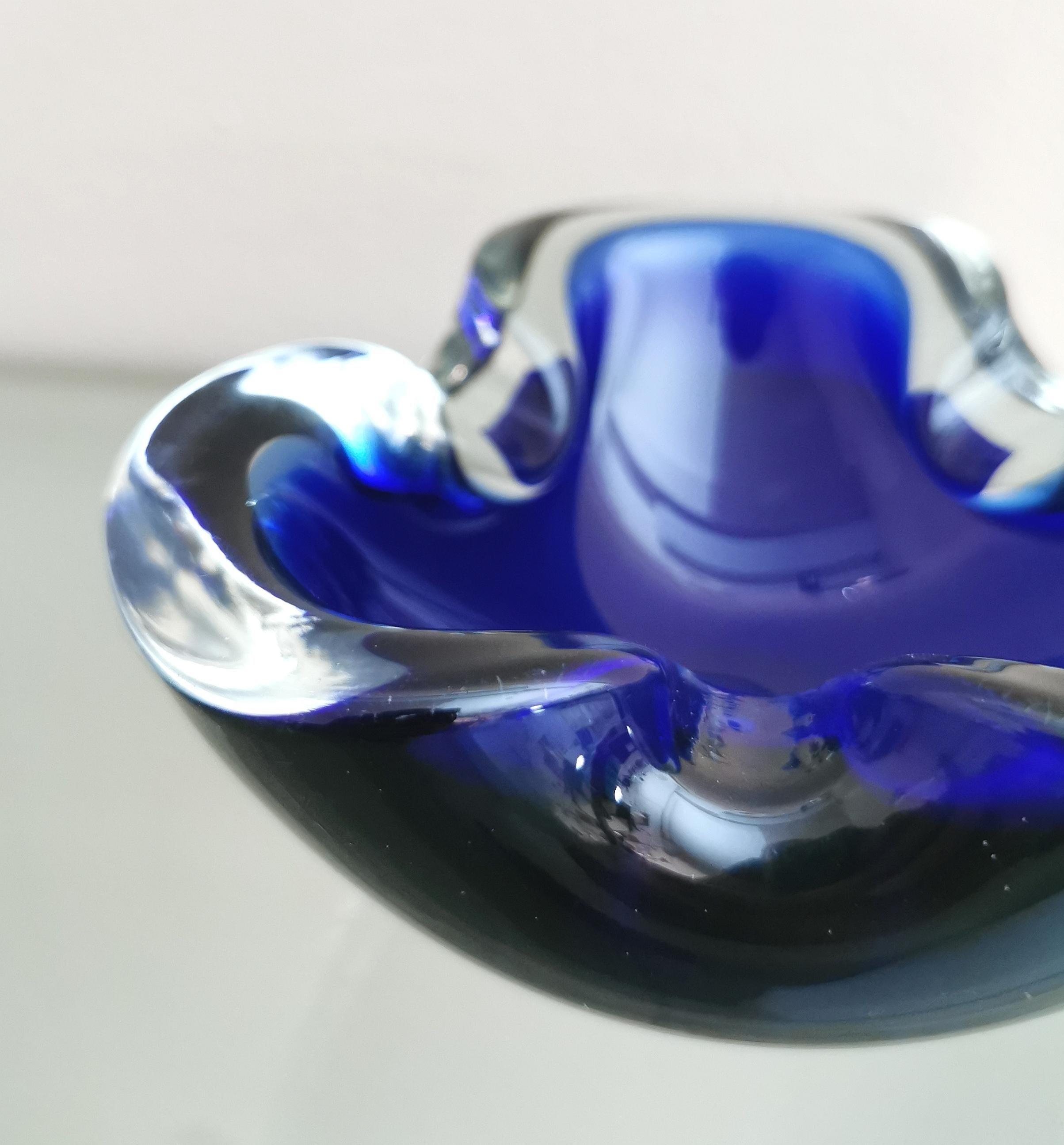Ashtray Murano Glass Sommerso Blue Flavio Poli Midcentury Italian Design 1970s 5