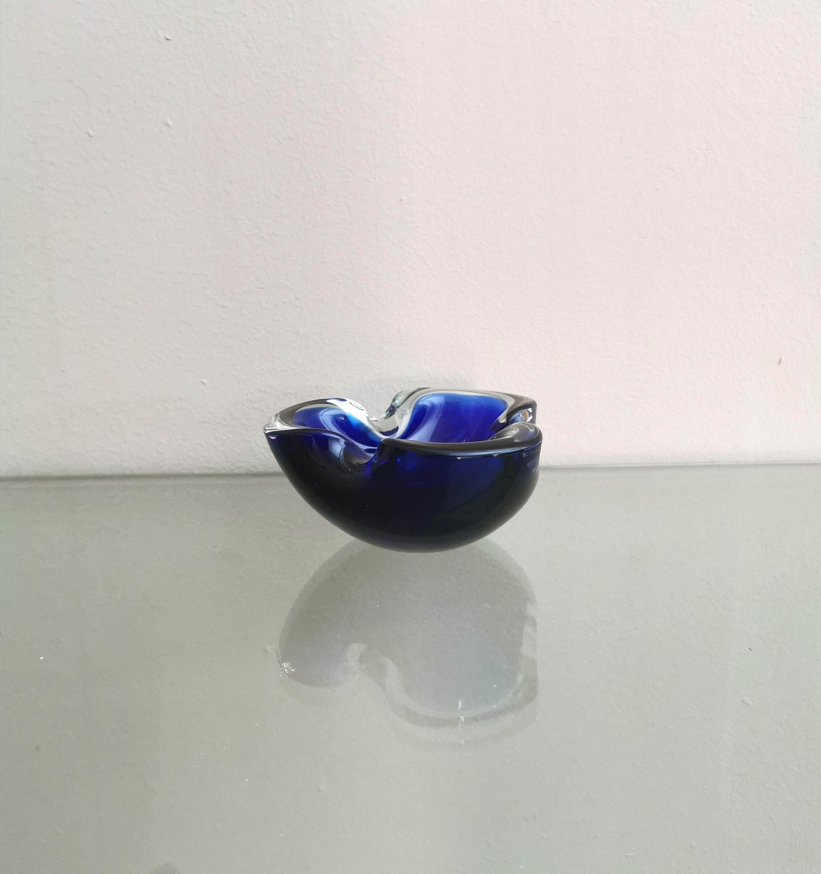 20th Century Ashtray Murano Glass Sommerso Blue Flavio Poli Midcentury Italian Design 1970s