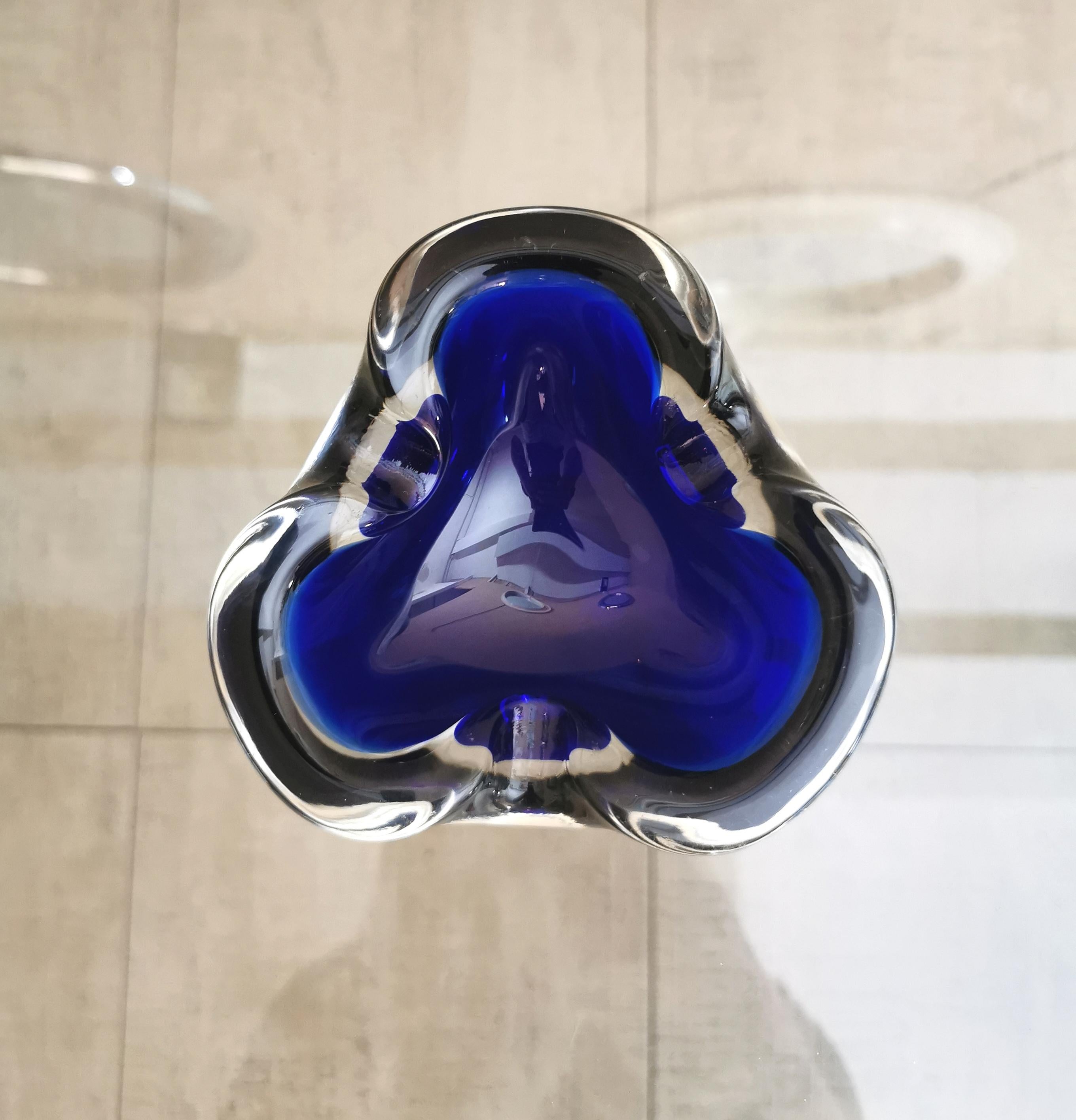 Ashtray Murano Glass Sommerso Blue Flavio Poli Midcentury Italian Design 1970s 4