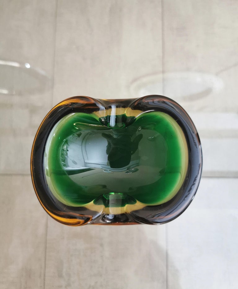 Ashtray Murano Glass Sommerso Green Flavio Poli Midcentury Italian Design, 1970s For Sale 5