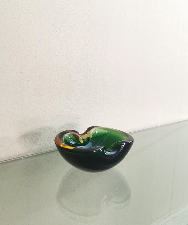 Ashtray Murano Glass Sommerso Green Flavio Poli Midcentury Italian Design, 1970s For Sale 4