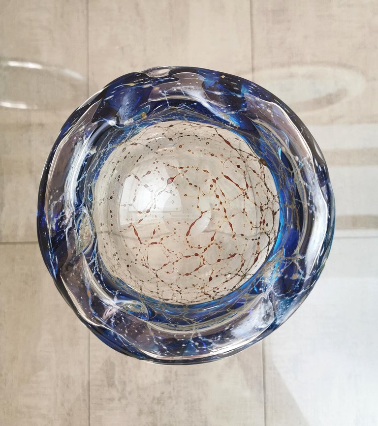  Ashtray Murano Glass Sommerso Pocket Emptier Blue Midcentury Italy 1970s In Good Condition For Sale In Palermo, IT