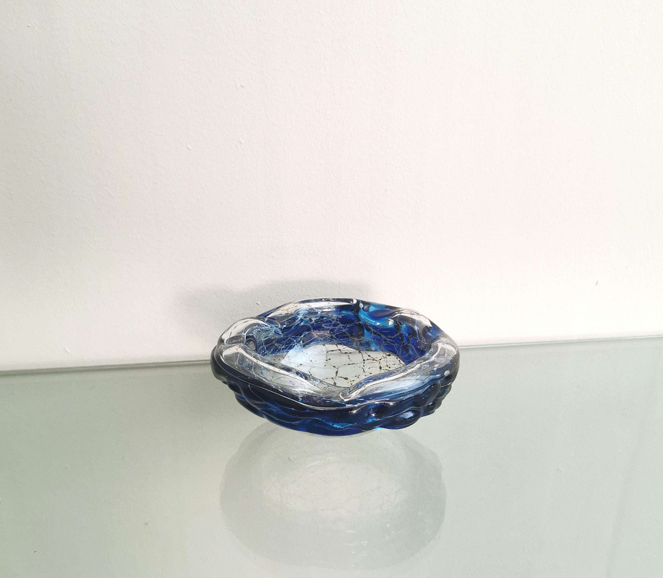  Aschenbecher Murano Glass Sommerso Aschenbecher Vide-Poche Blau Midcentury Italy 1970s im Angebot 1