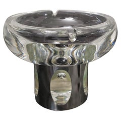 Ashtray Murano Glass Transparent 800 Silver Midcentury Modern Italy Design 1960s