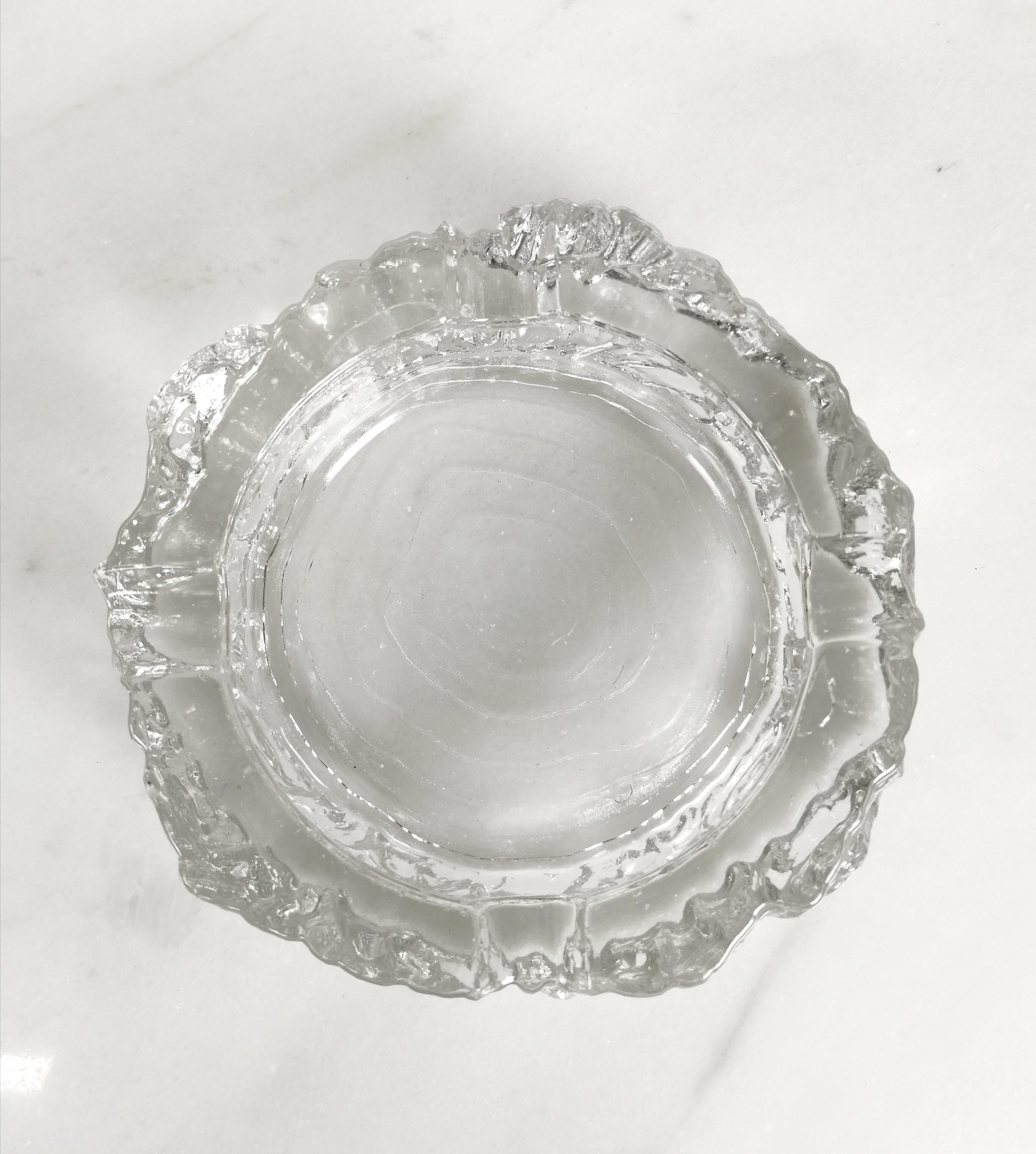 20th Century Ashtray Murano Glass Transparent Round Midcentury Italian Design 1970s For Sale