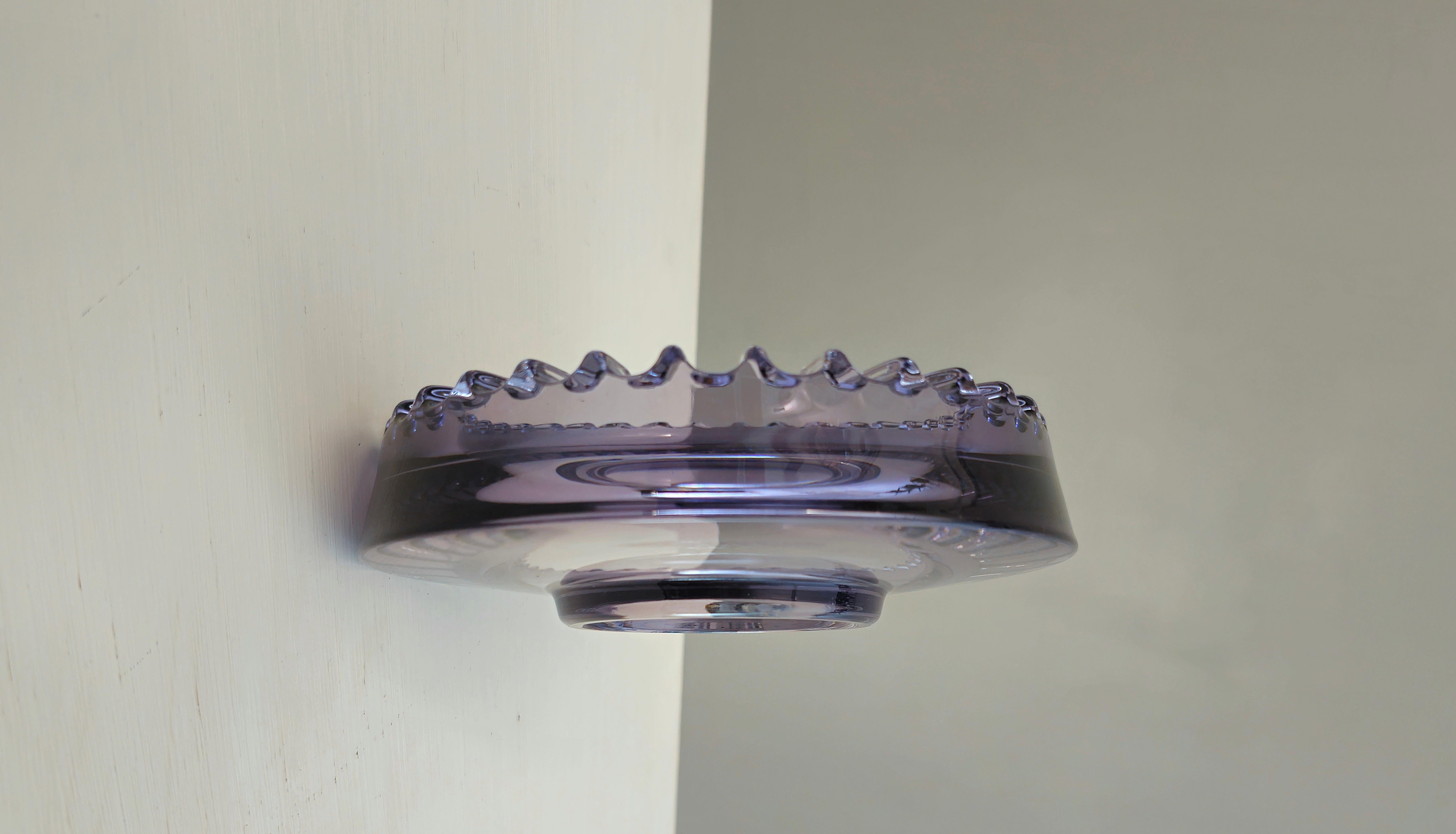 Cenicero de cristal de Murano Violeta Transparente Diseño italiano moderno de mediados de siglo de los años 70 en venta 1