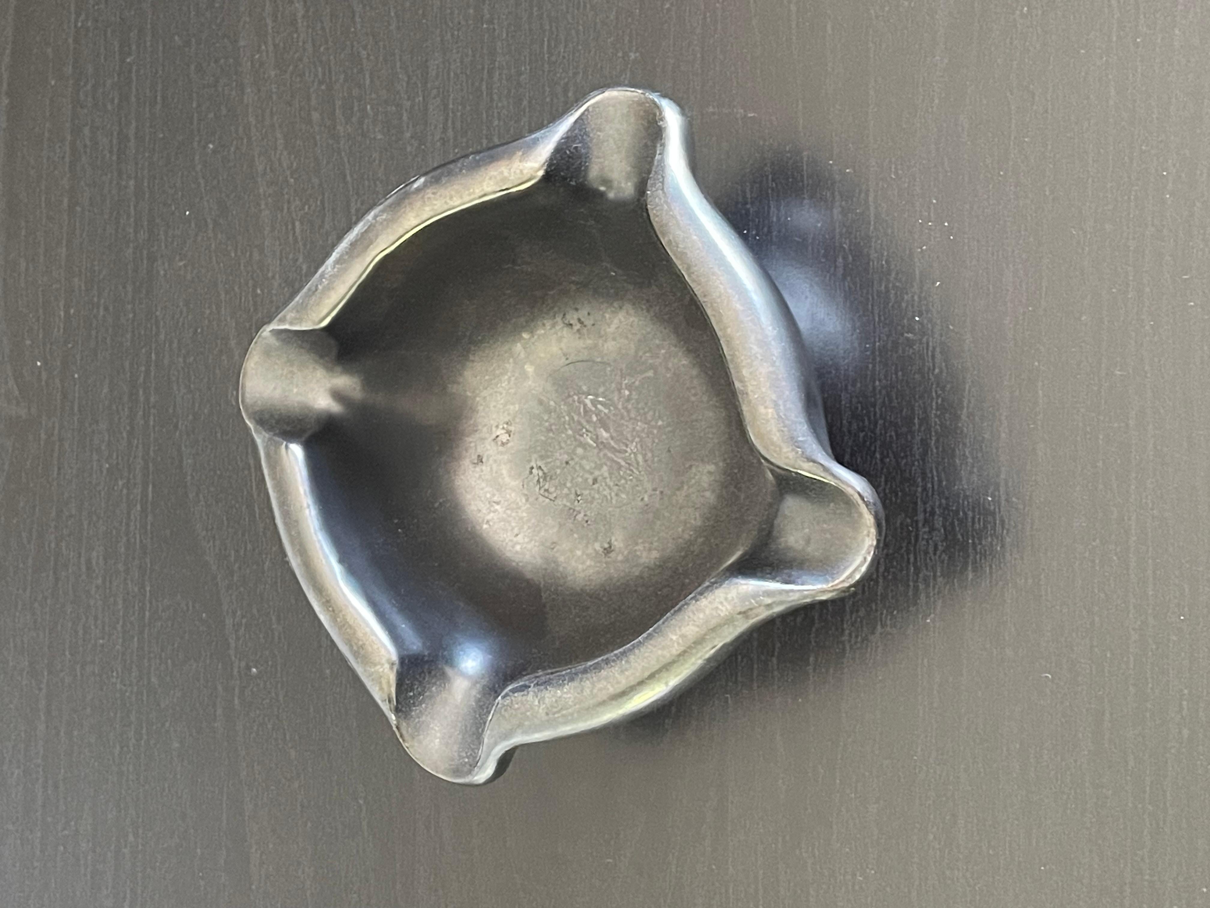 French ashtray or empty pocket in black ceramic, France