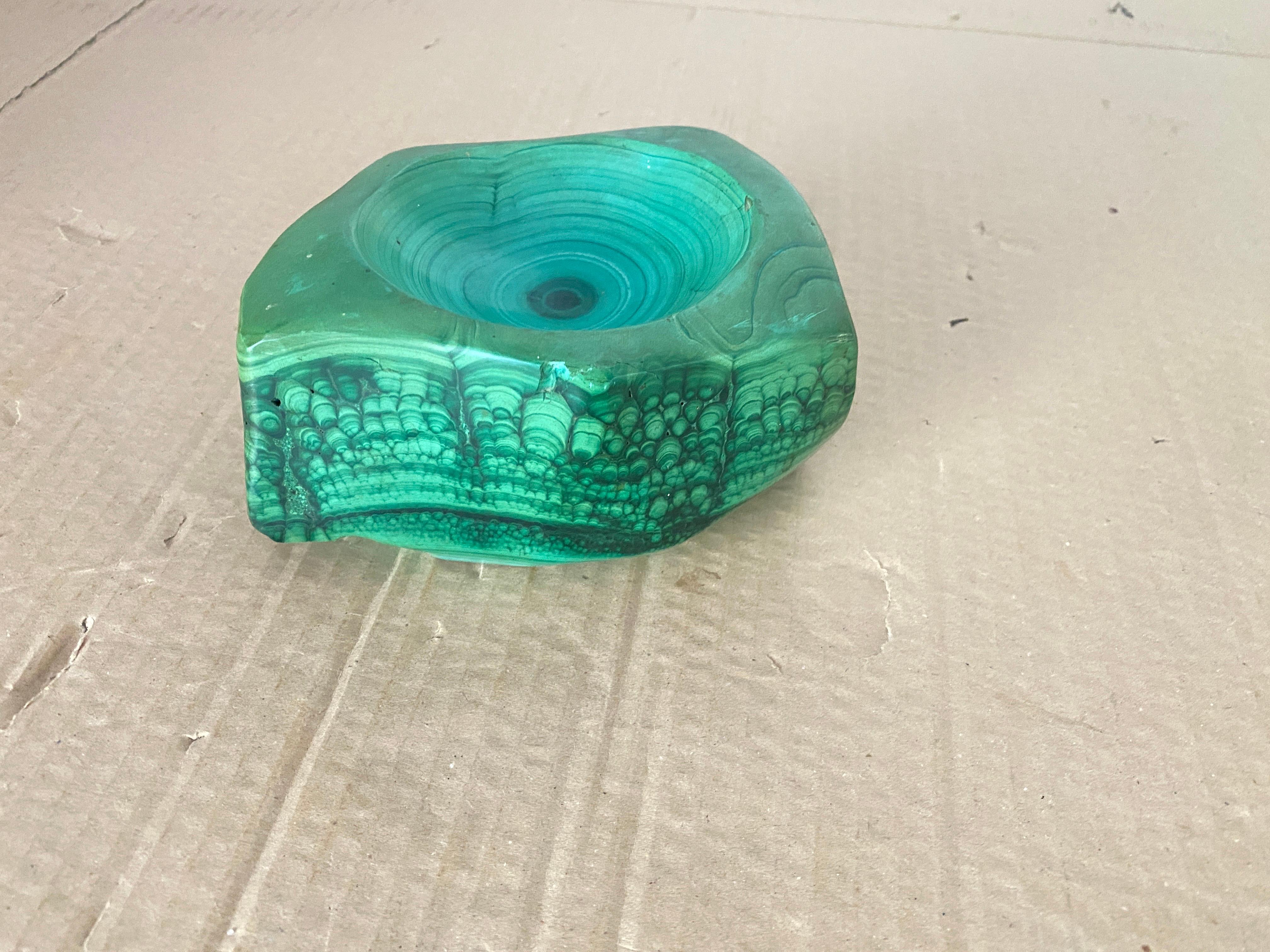 Polished Ashtray or Vide Poche in Malachite Green Color Africa 20th Century
