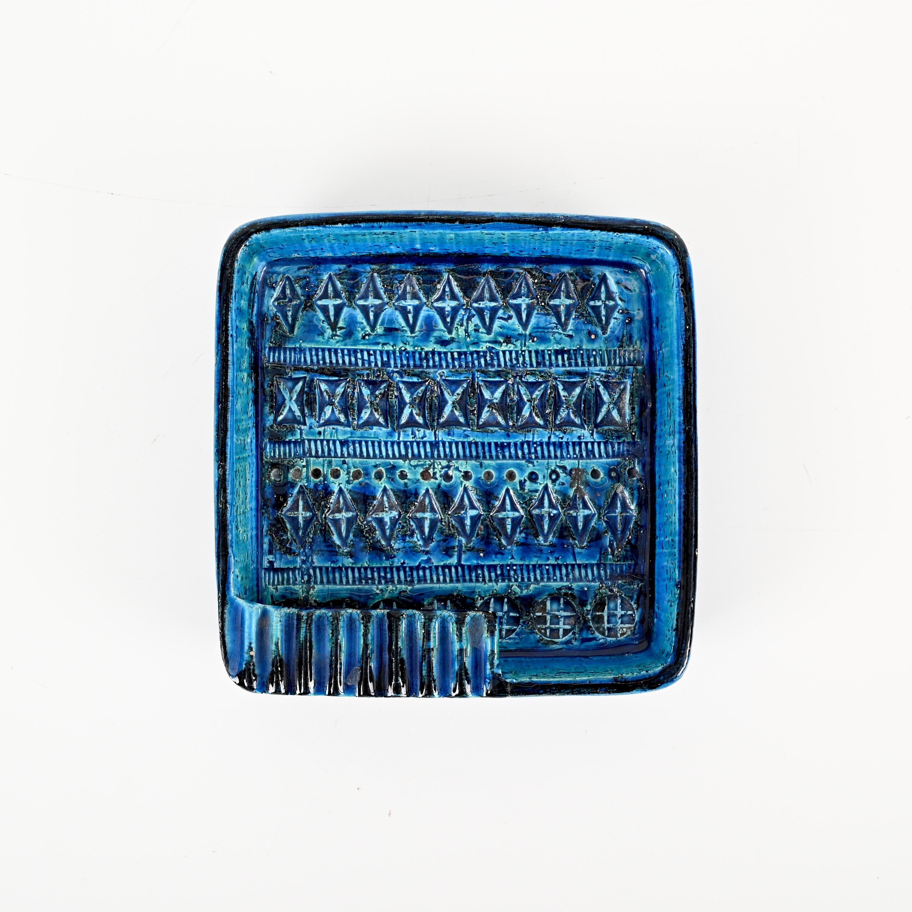 Aschenbecher oder Ablageschale aus blauer Rimini-Keramik, Bitossi von Aldo Londi, Italien 1960er Jahre im Angebot 2