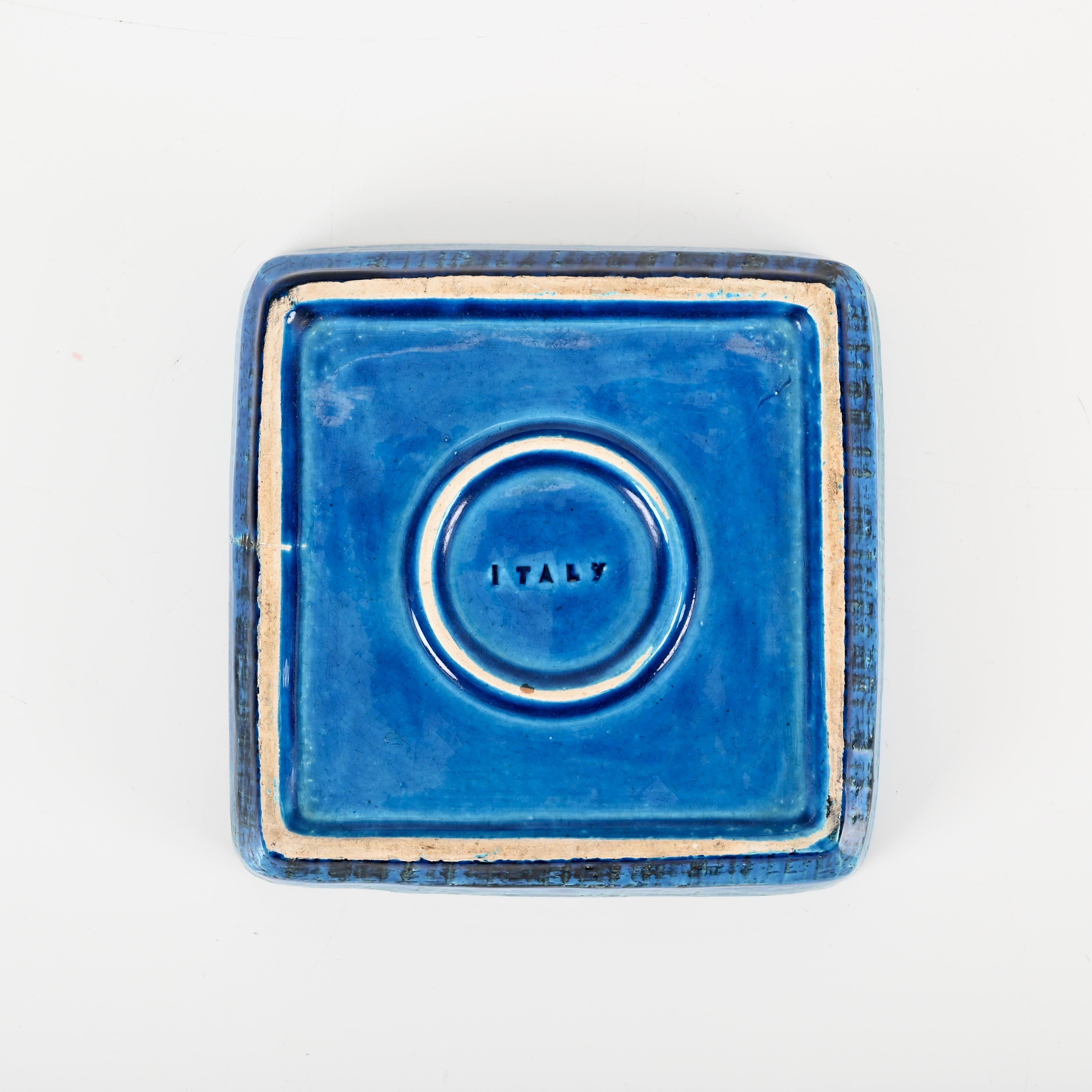 Cendrier ou Vide-Poche en céramique bleu Rimini, Bitossi par Aldo Londi, Italie, années 1960 en vente 3