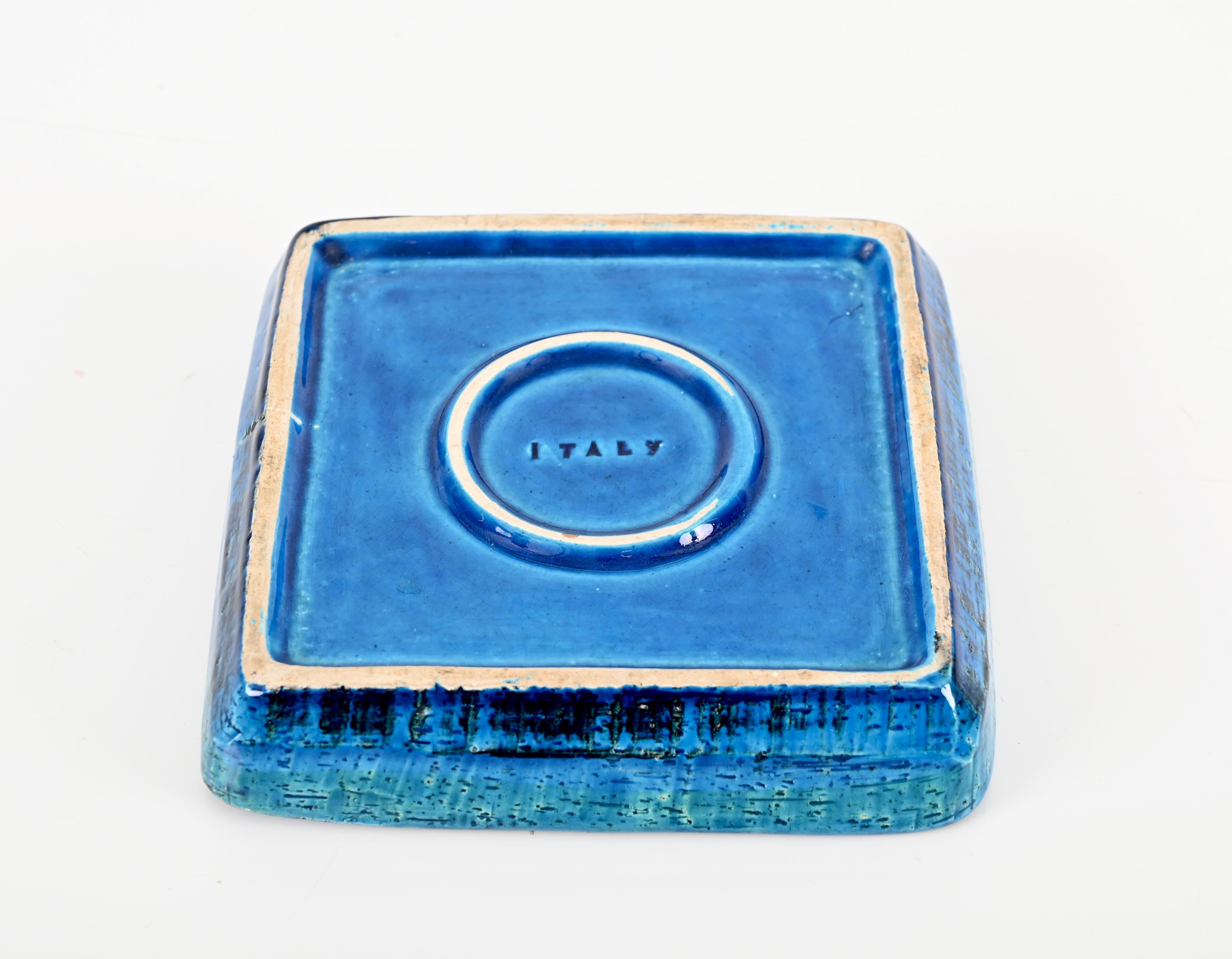 Cendrier ou Vide-Poche en céramique bleu Rimini, Bitossi par Aldo Londi, Italie, années 1960 en vente 4