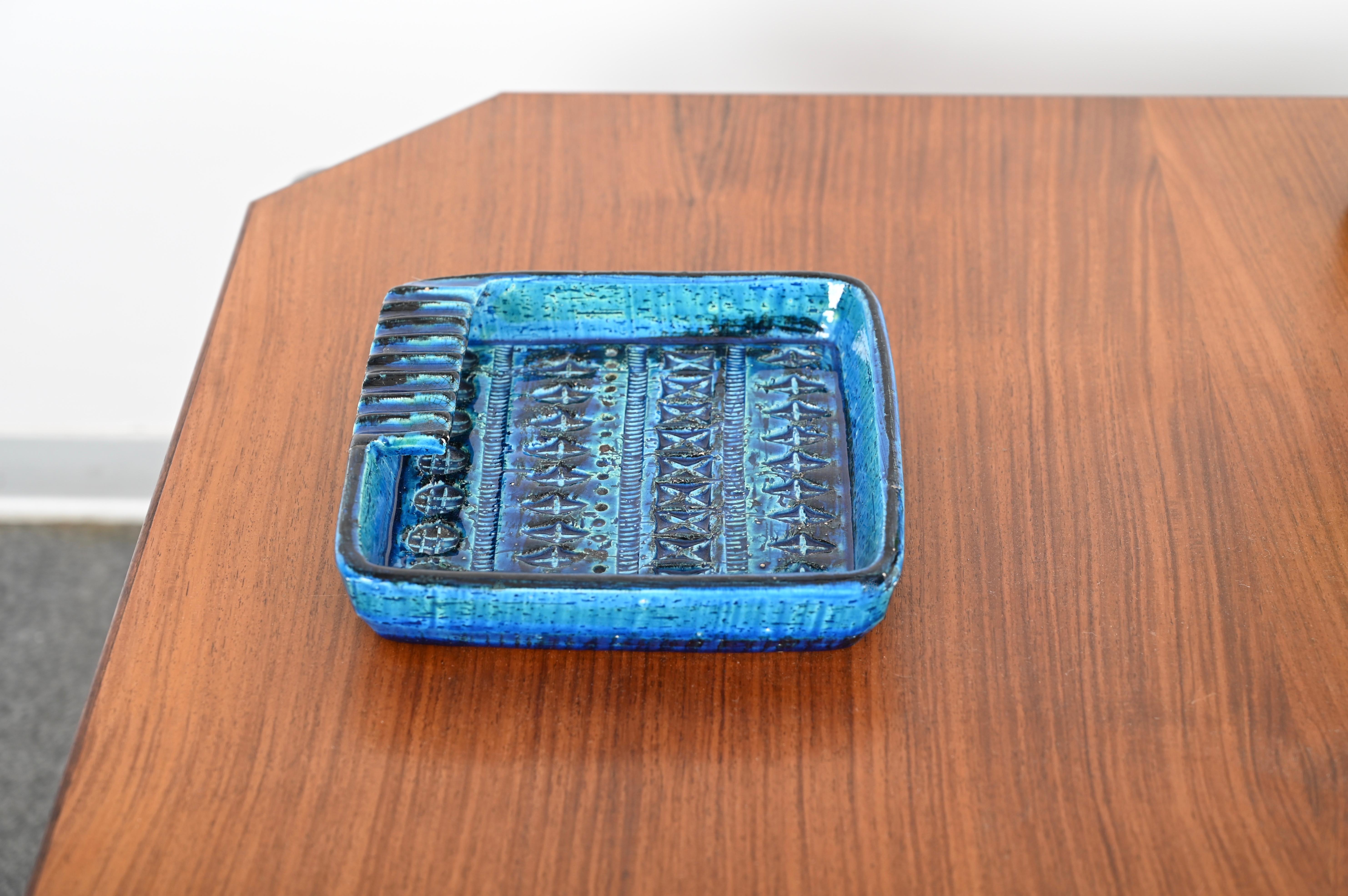 Aschenbecher oder Ablageschale aus blauer Rimini-Keramik, Bitossi von Aldo Londi, Italien 1960er Jahre im Angebot 5
