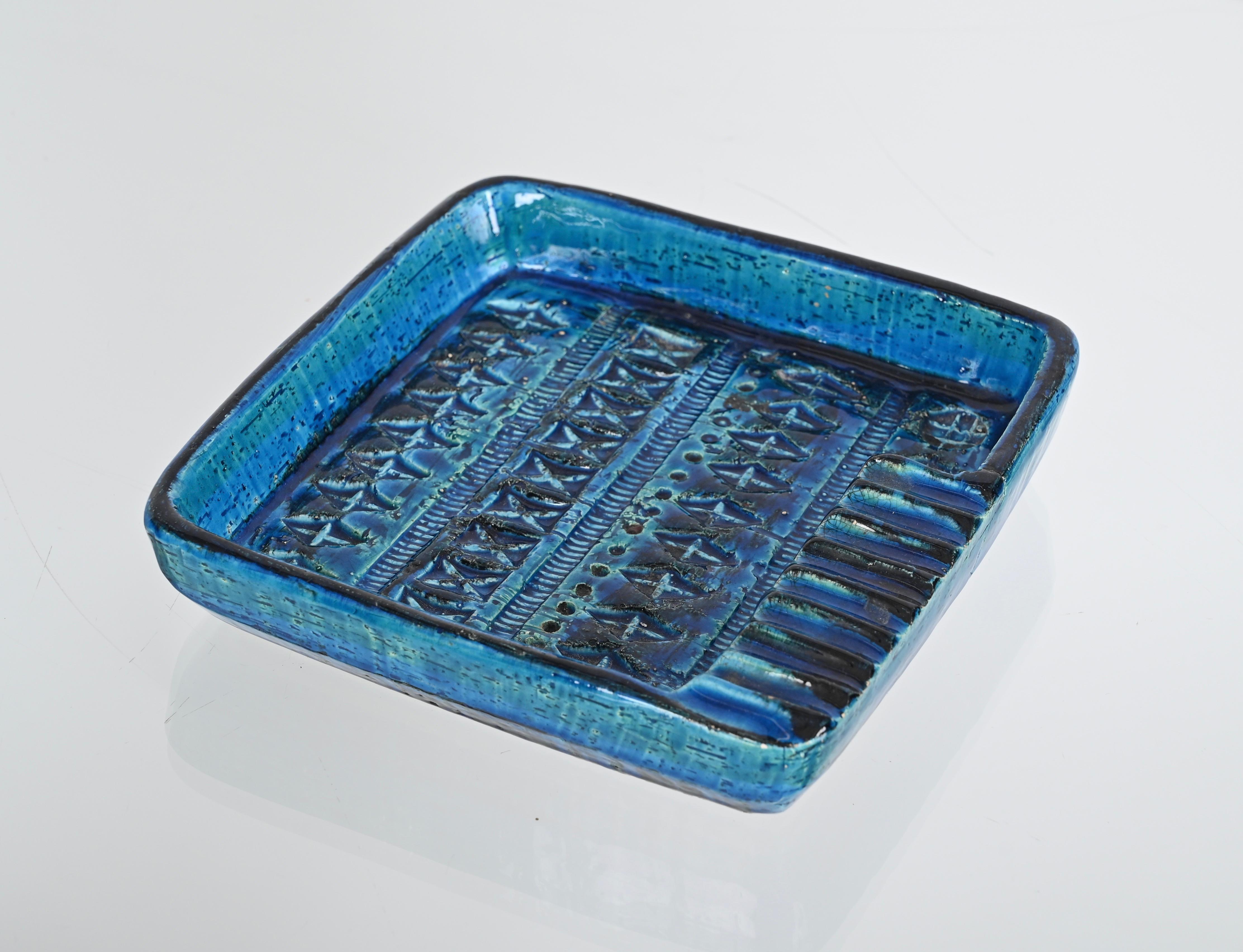 Cendrier ou Vide-Poche en céramique bleu Rimini, Bitossi par Aldo Londi, Italie, années 1960 en vente 8