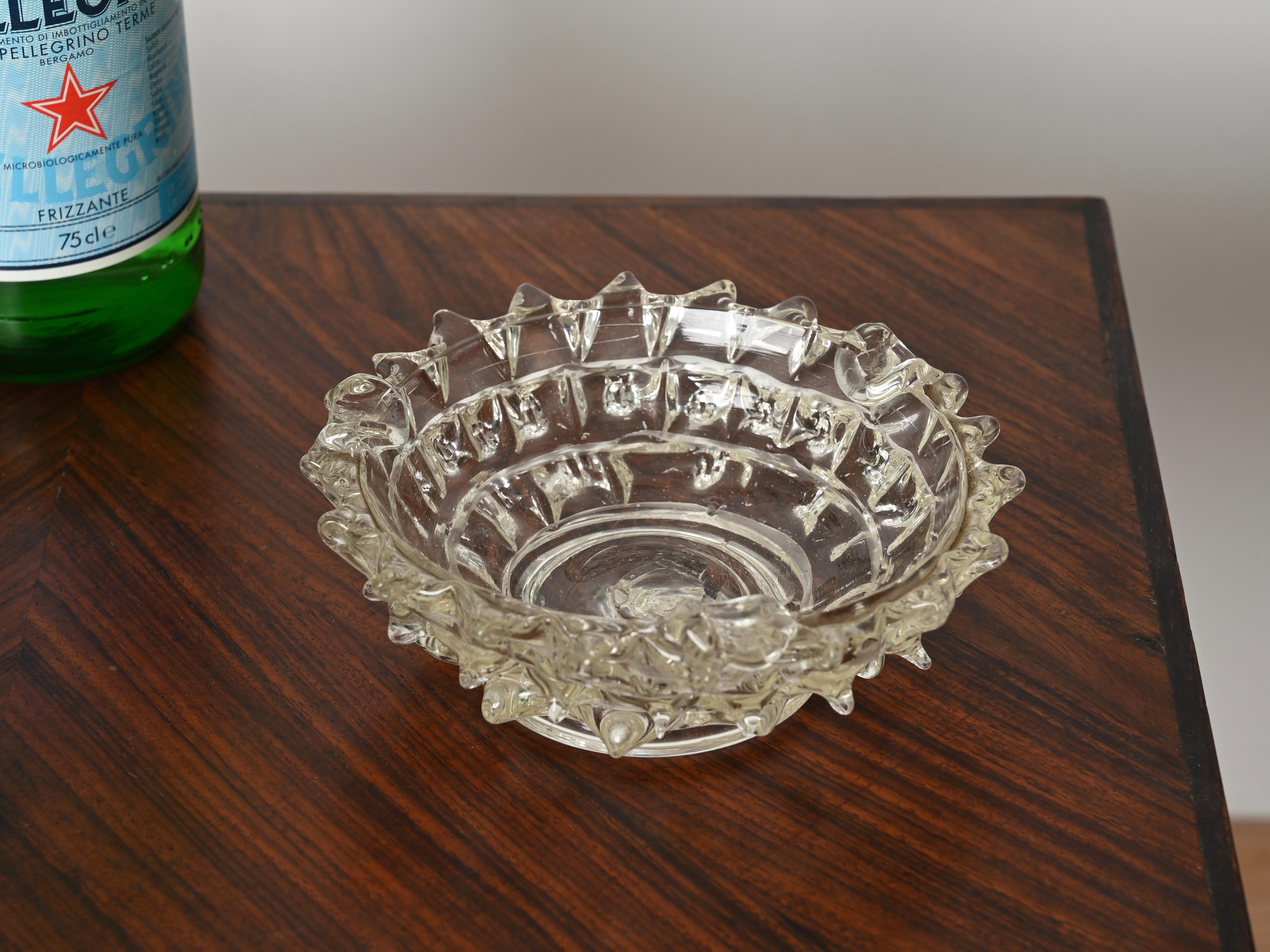 Cenicero o Vide-Poche en vidrio soplado Rostrato Murano de Barovier, Italia años 40 en venta 6