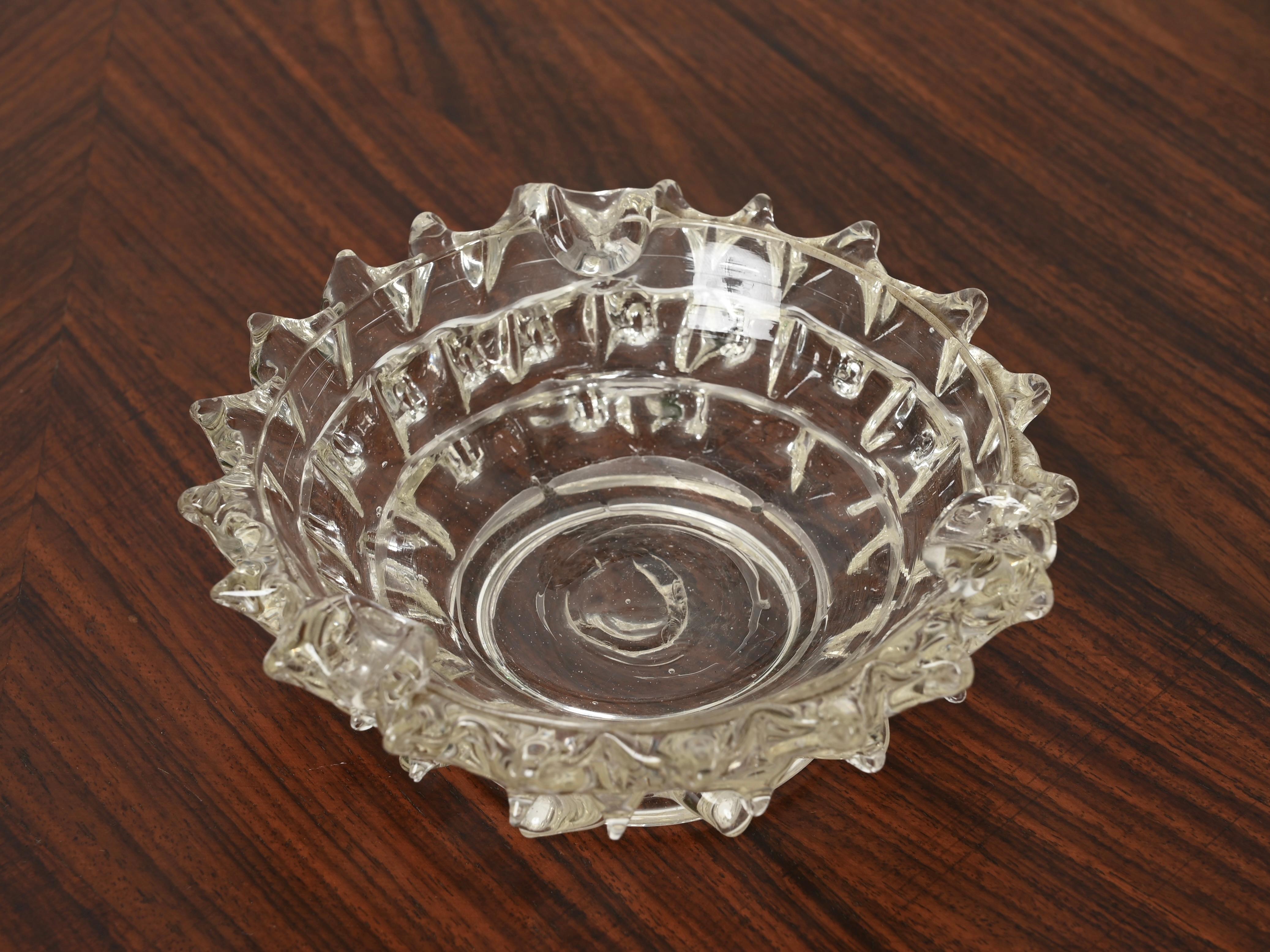 Cenicero o Vide-Poche en vidrio soplado Rostrato Murano de Barovier, Italia años 40 Moderno de mediados de siglo en venta