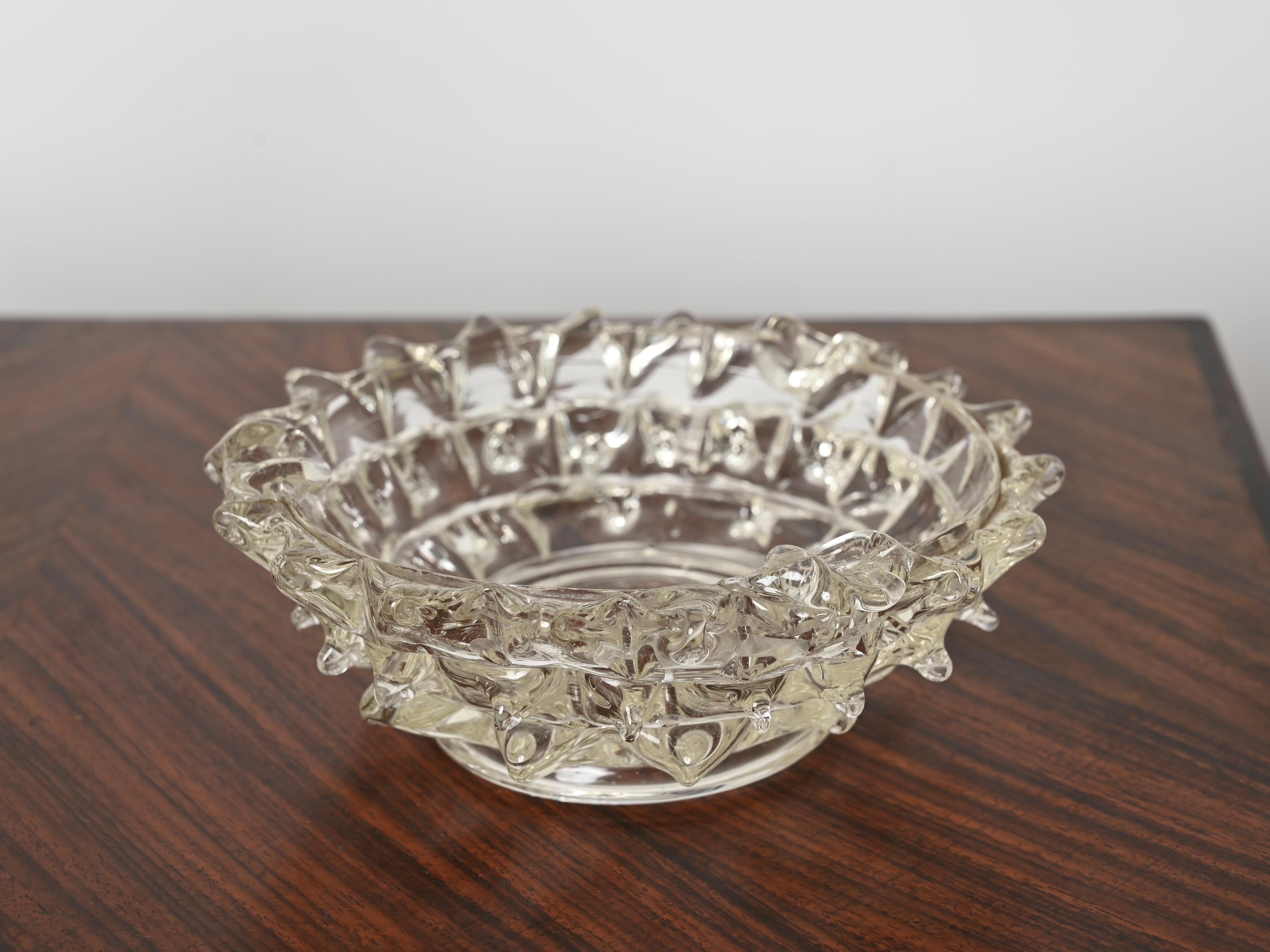 Cenicero o Vide-Poche en vidrio soplado Rostrato Murano de Barovier, Italia años 40 en venta 1