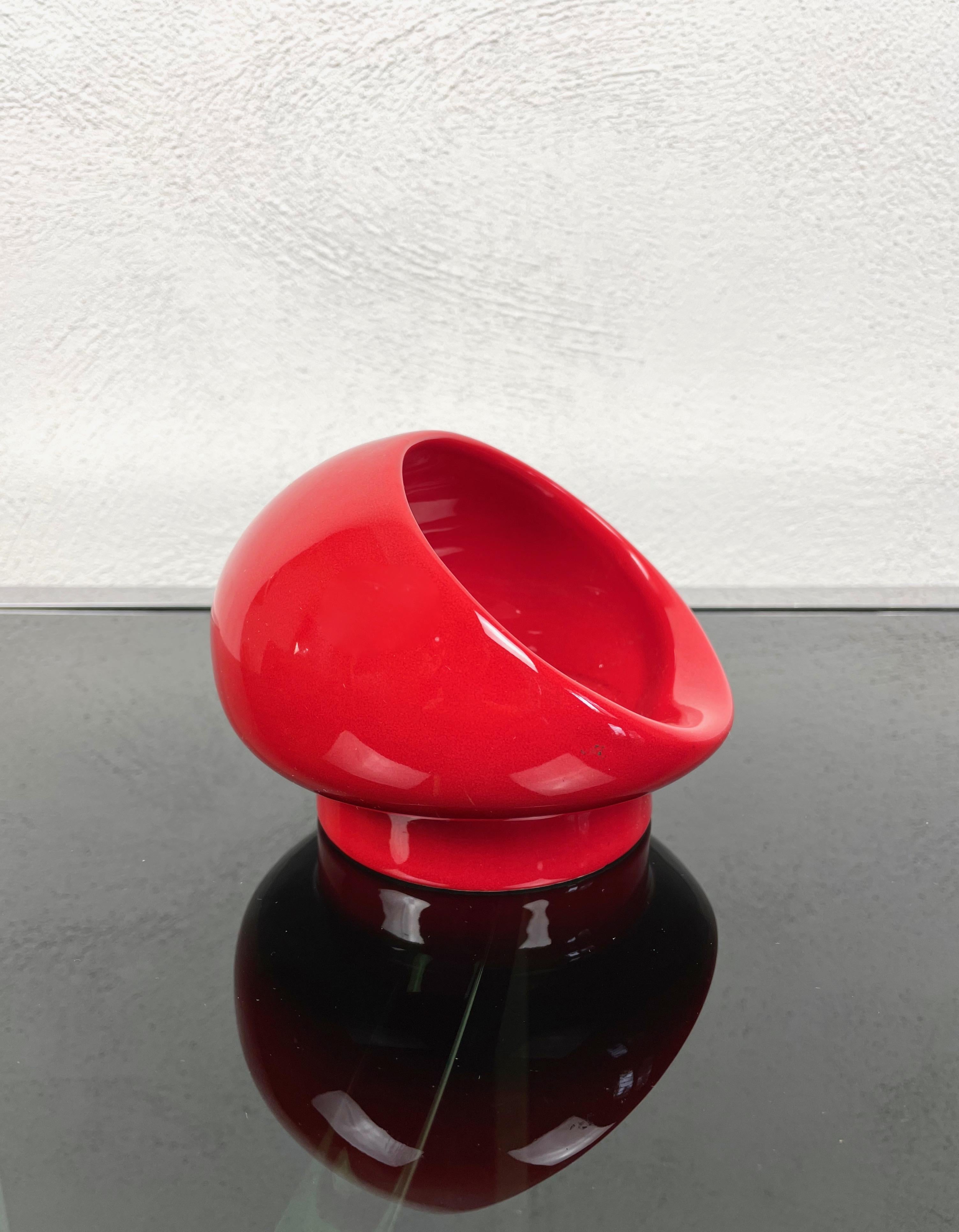 Ashtray Red Ceramic Gabbianelli Studio OPI Space Age, Italy, 1970s 1