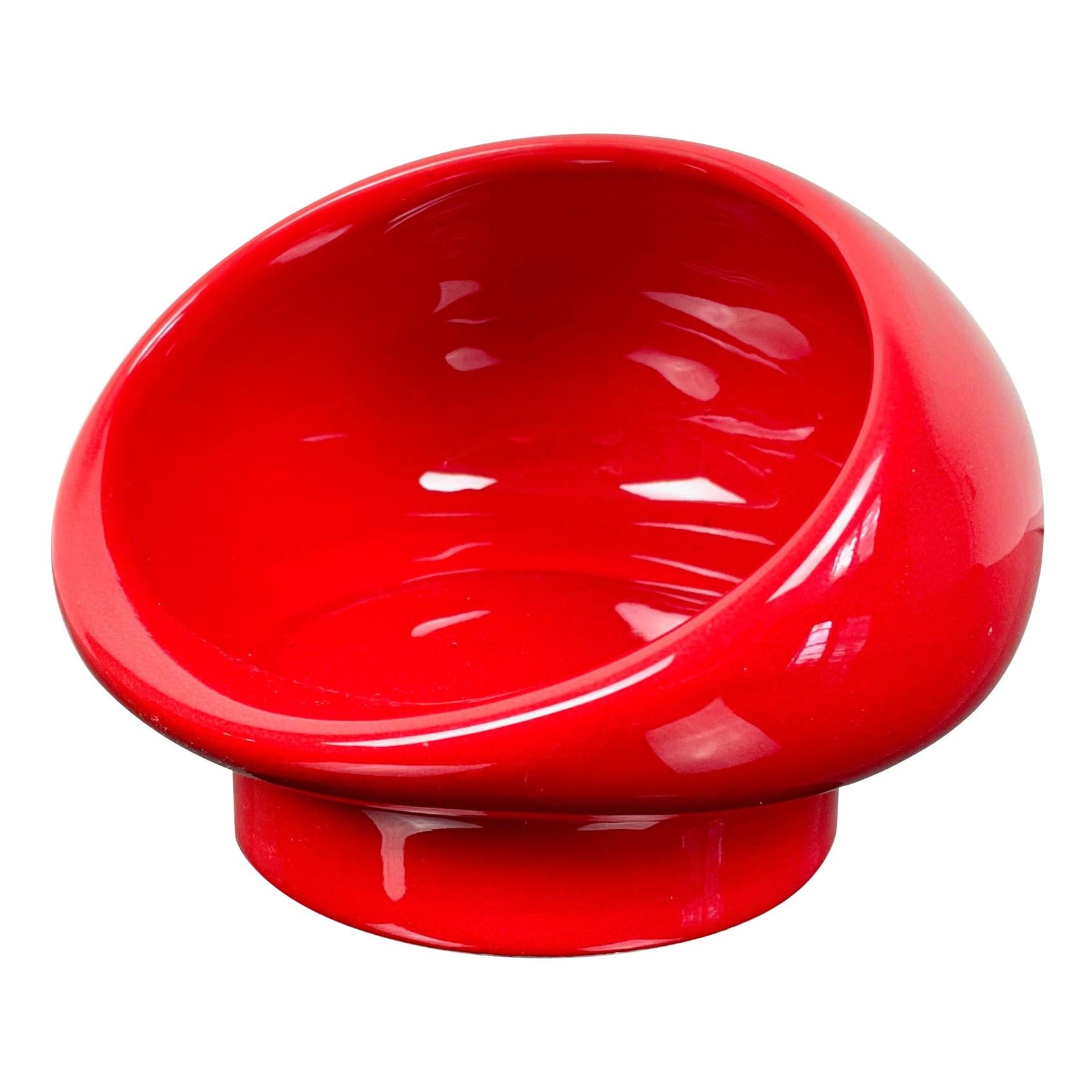 Ashtray Red Ceramic Gabbianelli Studio OPI Space Age, Italy, 1970s