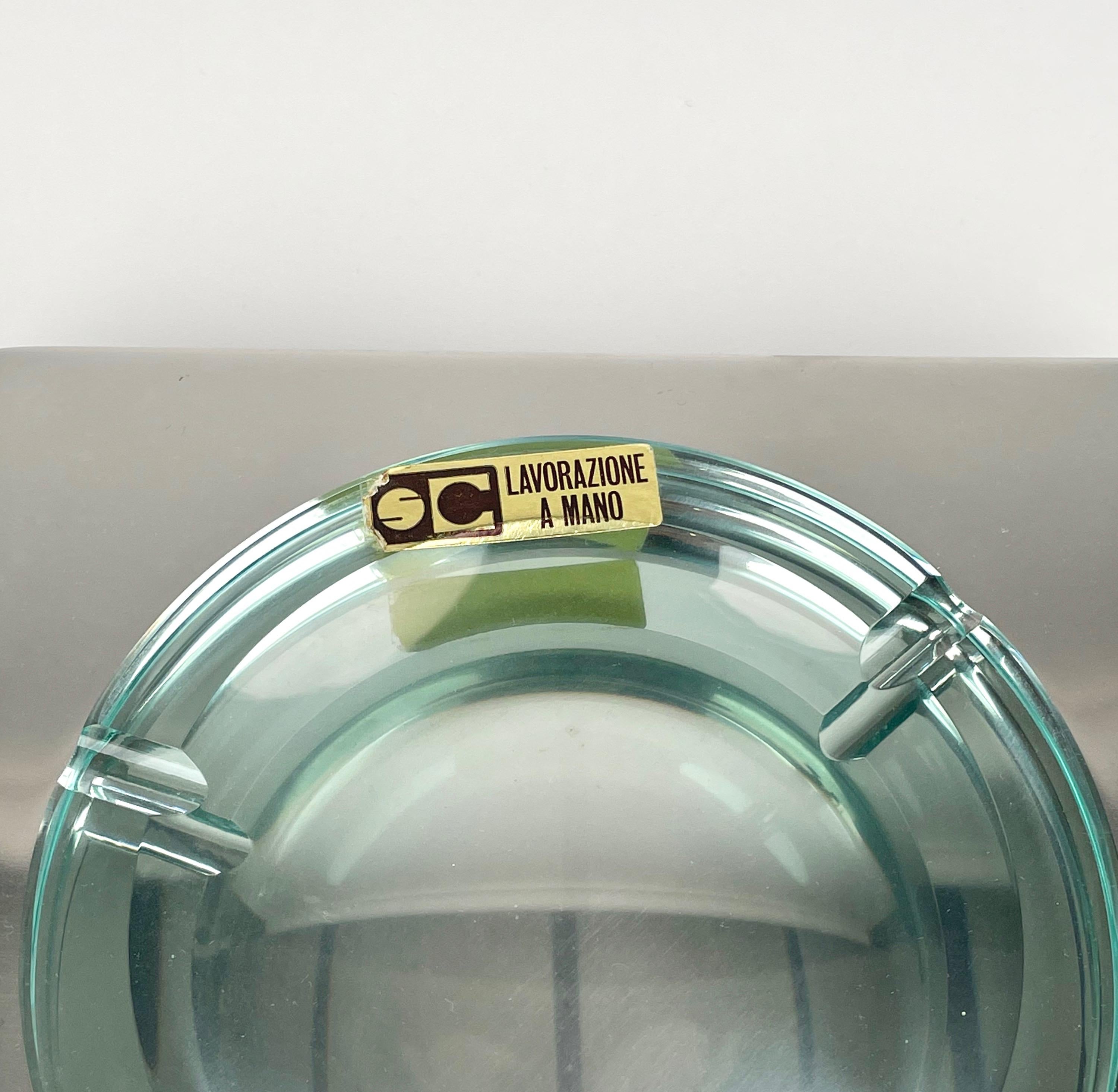 Ashtray Sena Cristal Steel and Green Glass, Italy, 1970s For Sale 7