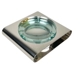 Sena Cristal-Tasse aus Stahl und grünem Glas, Italien, 1970er Jahre