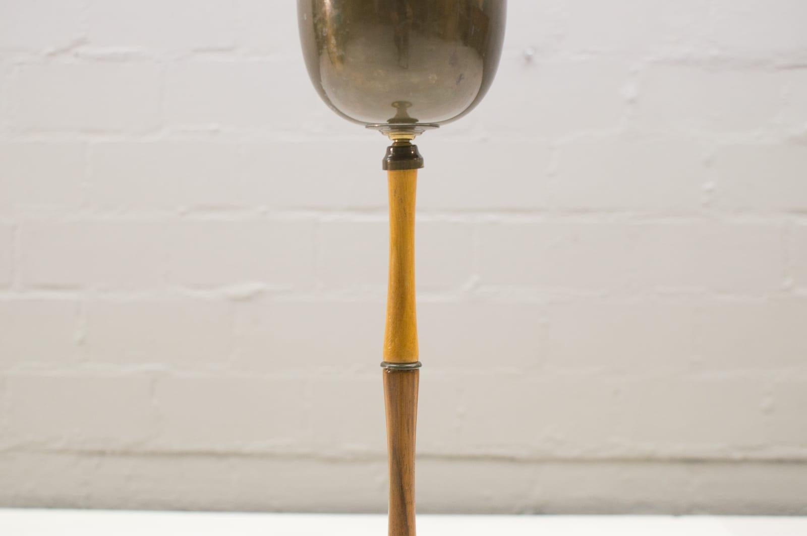 Ashtray Stand in the Manner of Carl Auböck, Brass and Wood, 1950s In Good Condition In Nürnberg, Bayern