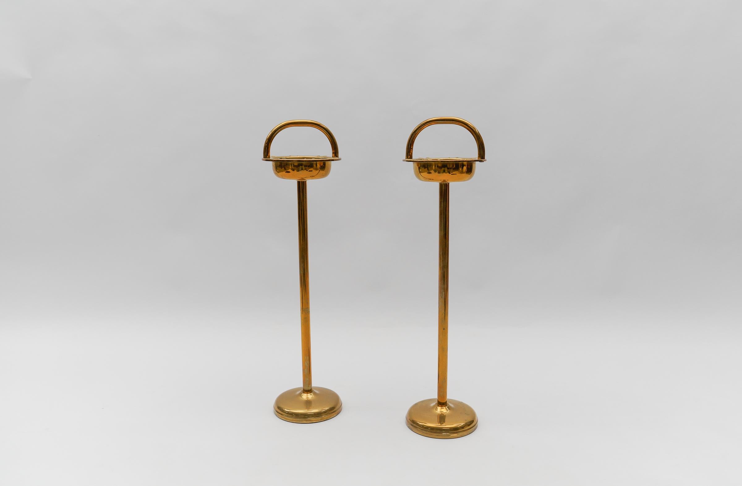 Metal Ashtray Stand in the Manner of Carl Auböck in Brass, 1950s For Sale