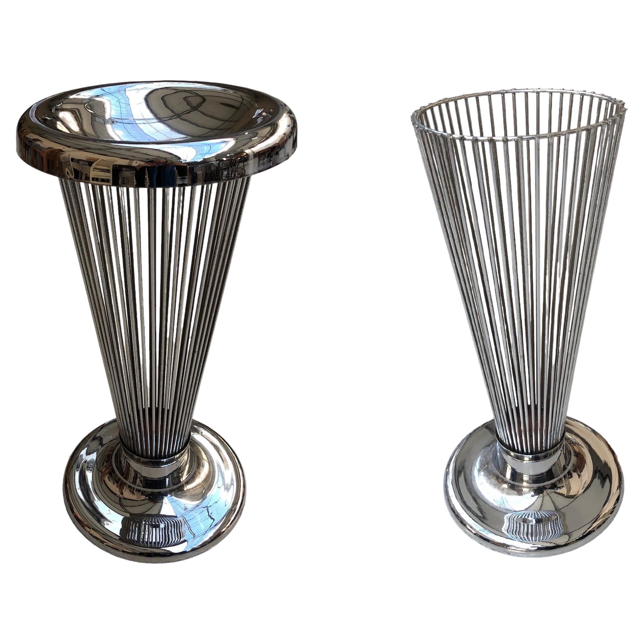 Ashtray that becomes an umbrella stand in chrome , 1950,  American For Sale