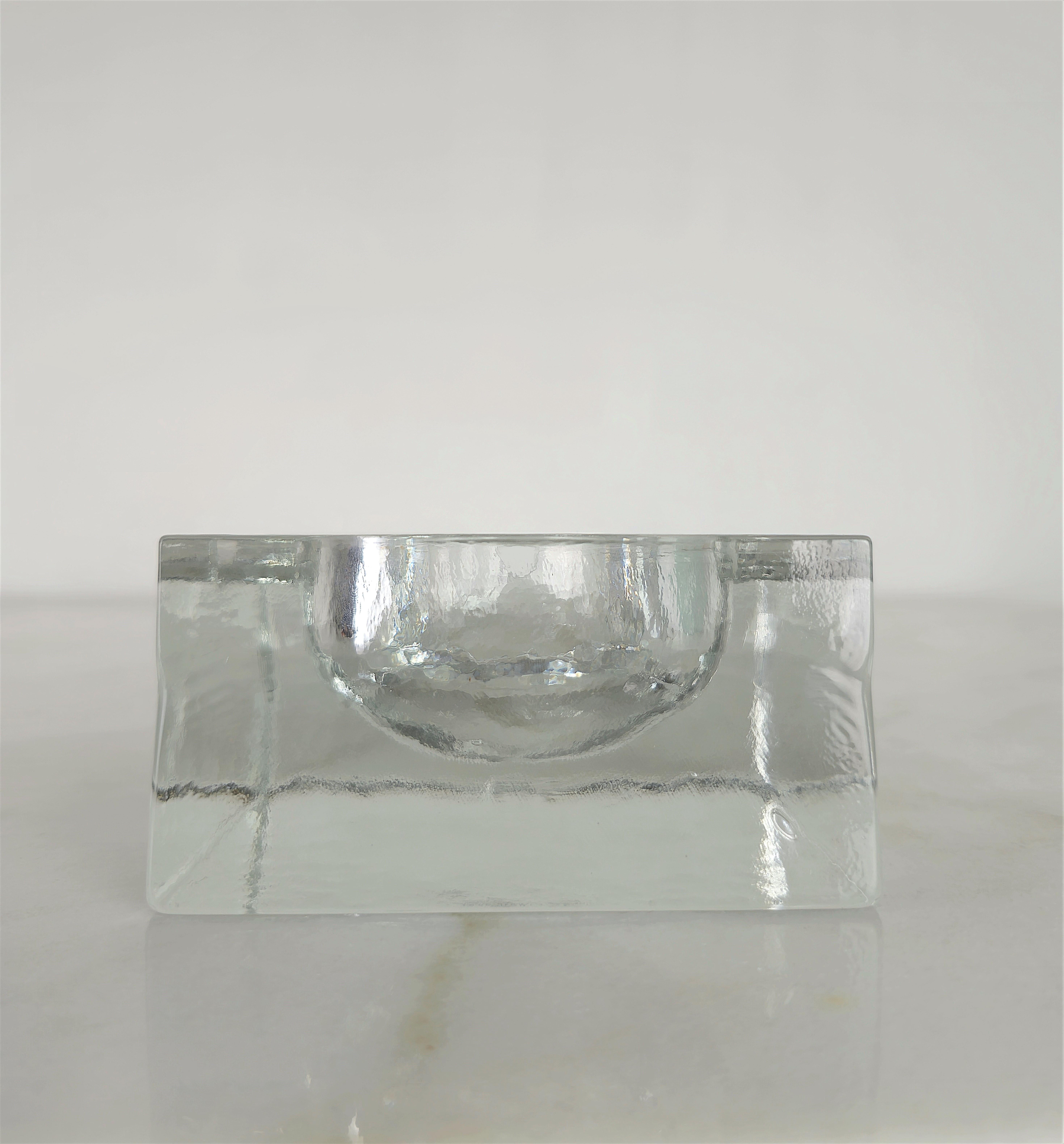 Ashtray Transparent Solid Glass Midcentury Modern Italian Design 1970s 1