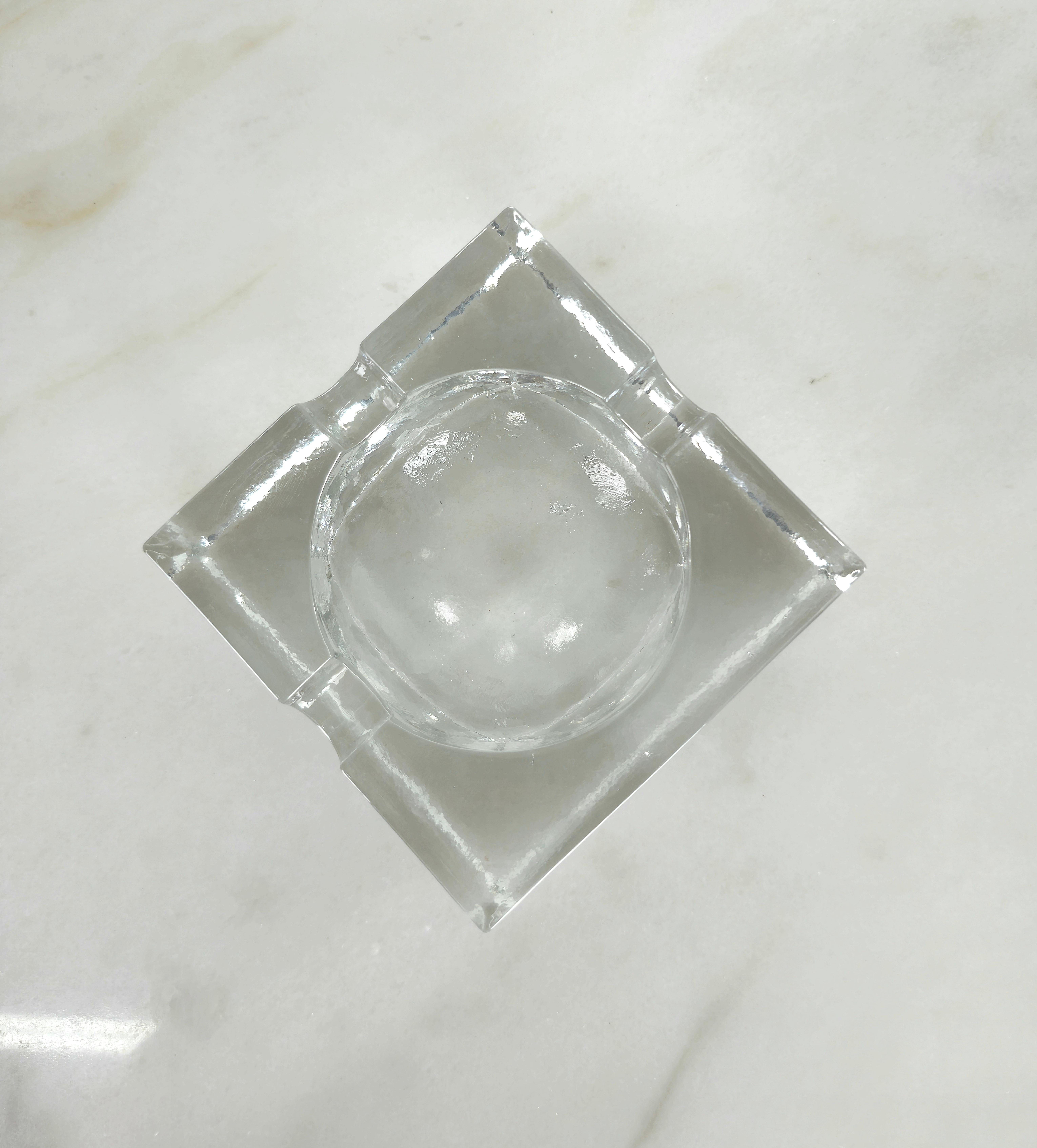 Ashtray Transparent Solid Glass Midcentury Modern Italian Design 1970s 4