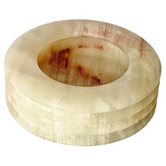 Cendrier vide-poche en onyx, couleur beige et rose, Italie 1950