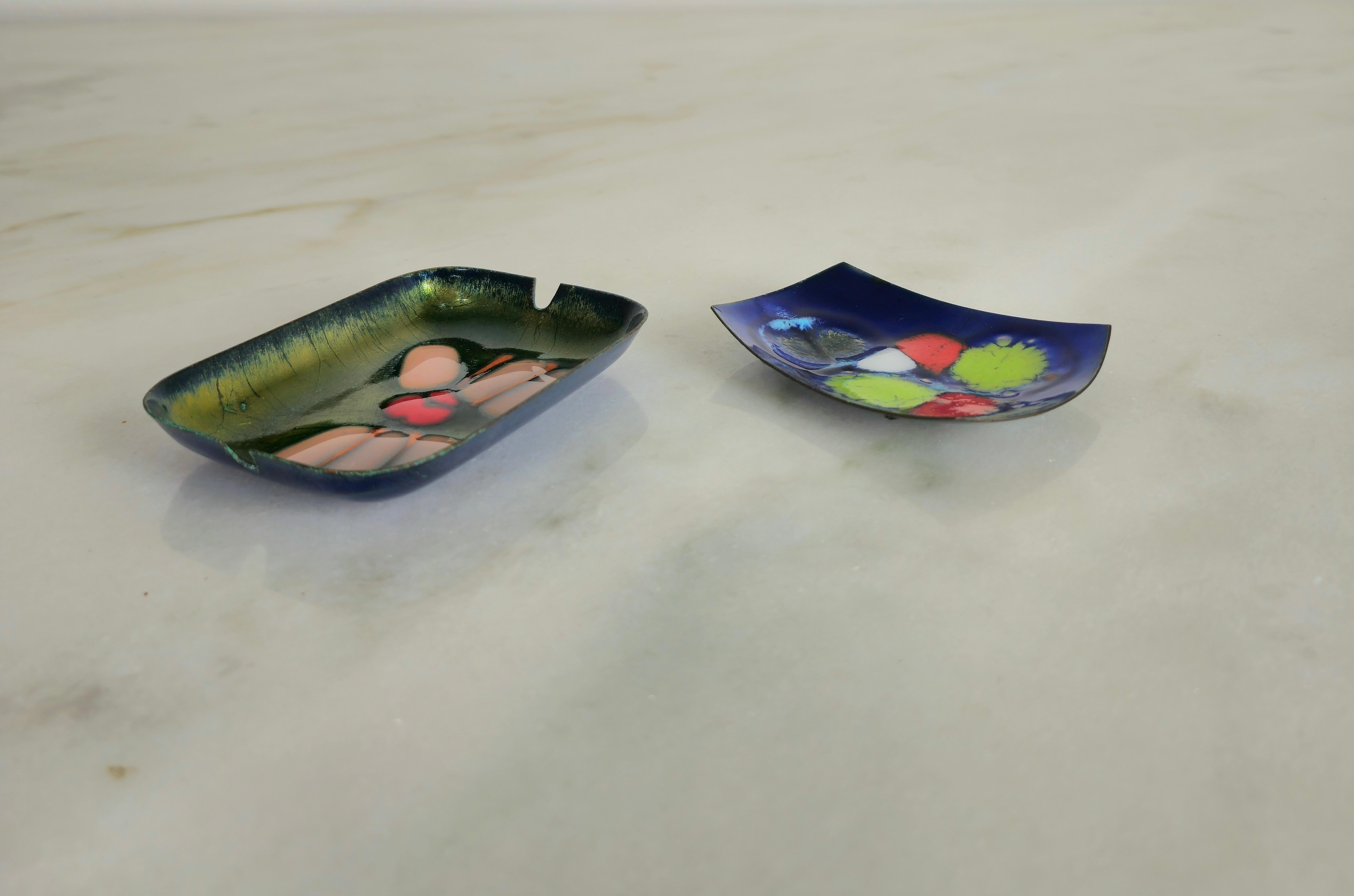 Ashtray Vide-Poche Laurana Enamelled Copper Midcentury Italy 1960s Set of 2 For Sale 2